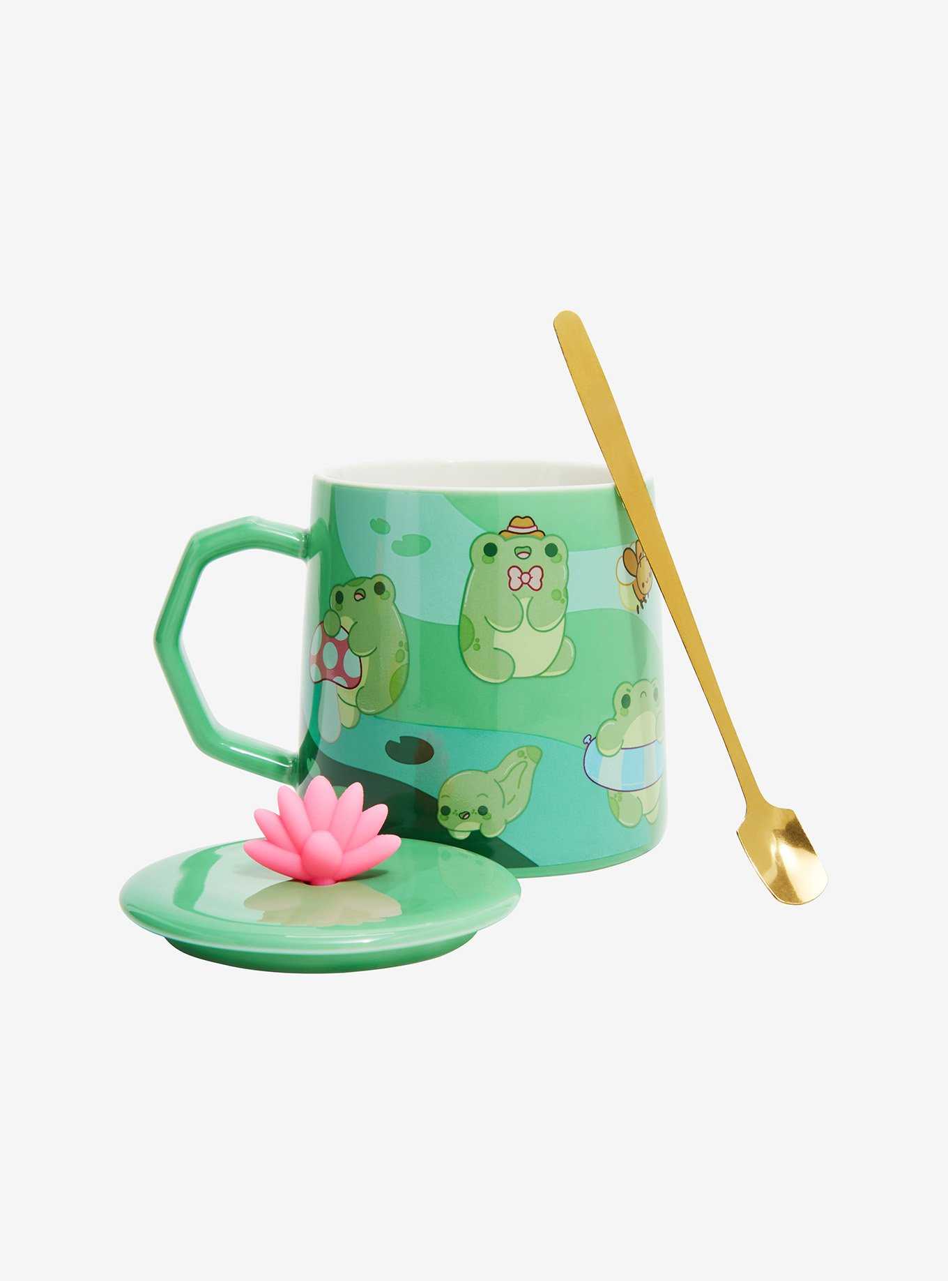 Frog Lily Mug With Spoon & Lid By Bright Bat Designs, , hi-res