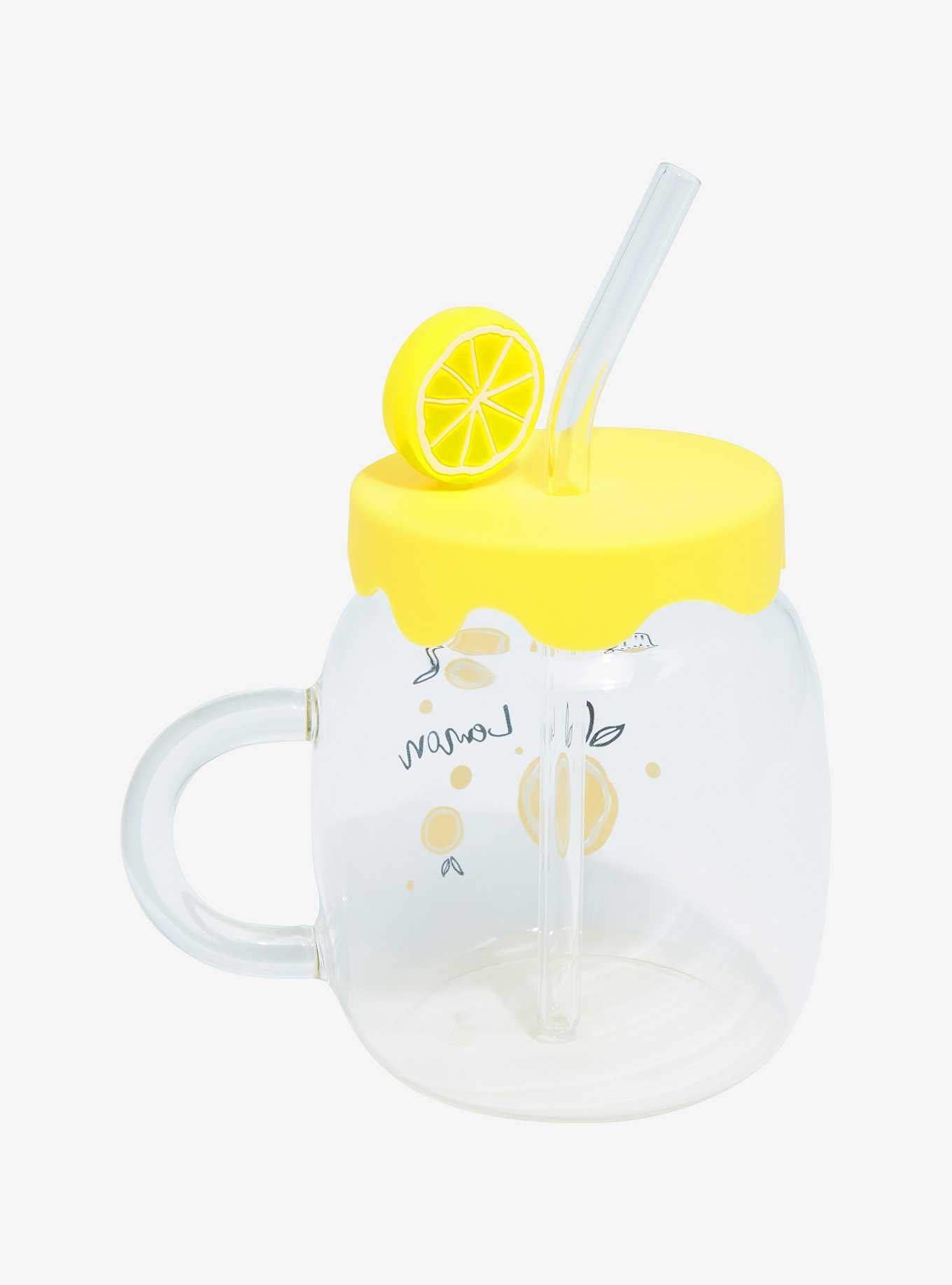 Lemon Lidded Glass Mug, , hi-res