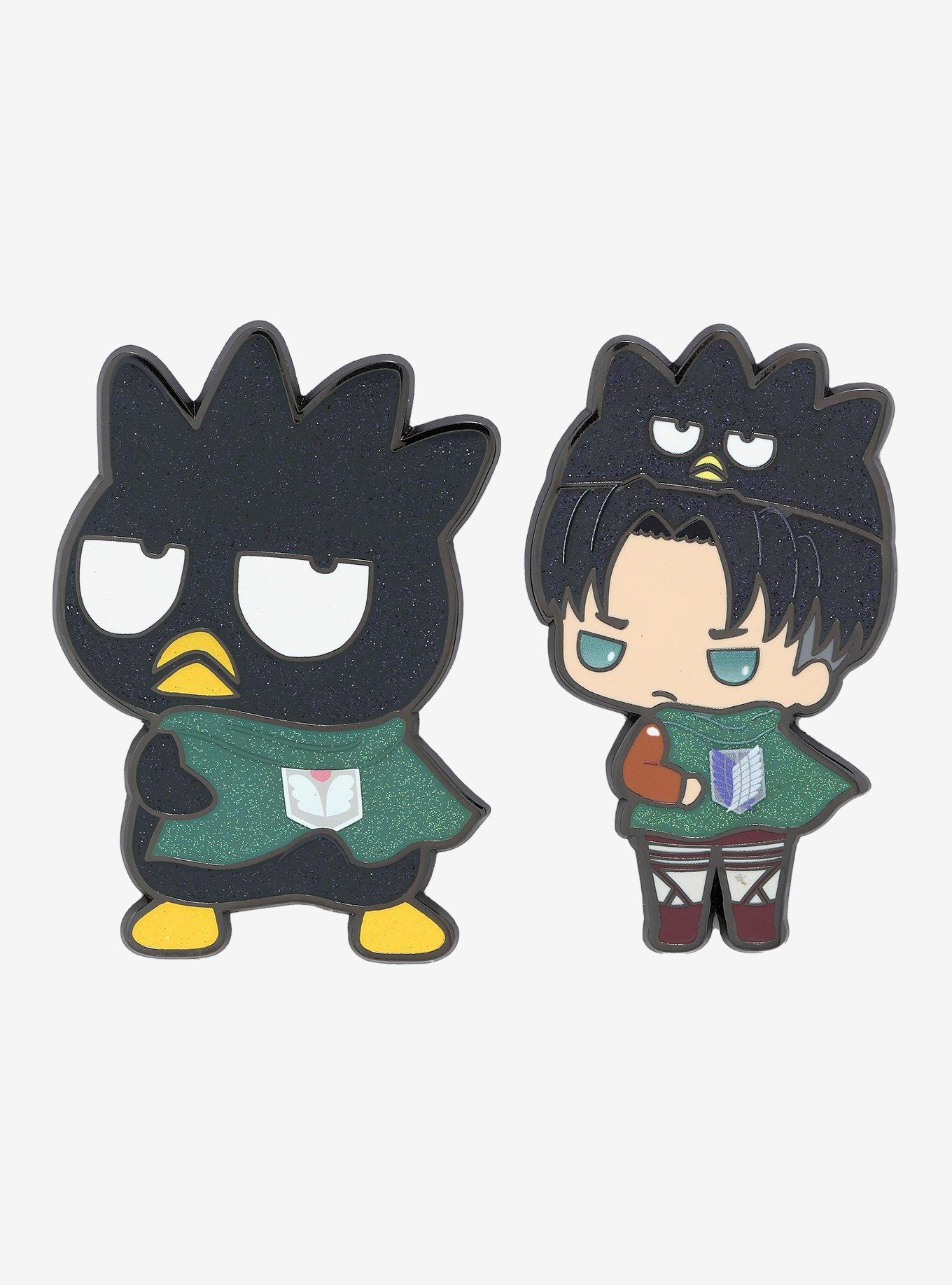 FigPin Sanrio Hello Kitty and Friends x Attack on Titan Badtz-Maru & Levi Enamel Pin Set - BoxLunch Exclusive, , alternate