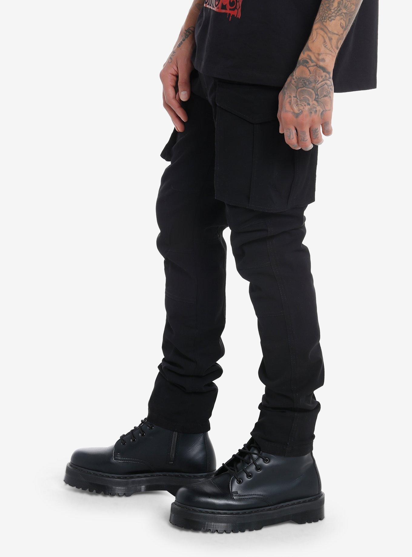 Black Cargo Pocket Pants, BLACK, alternate