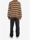 Brown Stripe Pocket Slouchy Knit Sweater, BROWN, alternate