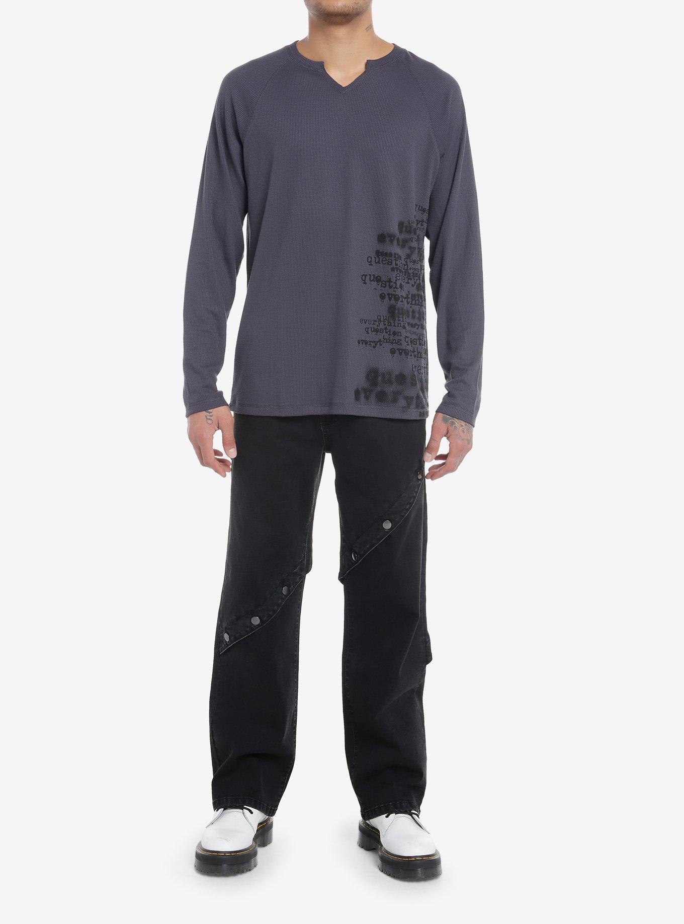 Social Collision&reg; Question Everything Henley Long-Sleeve Top, GREY, alternate