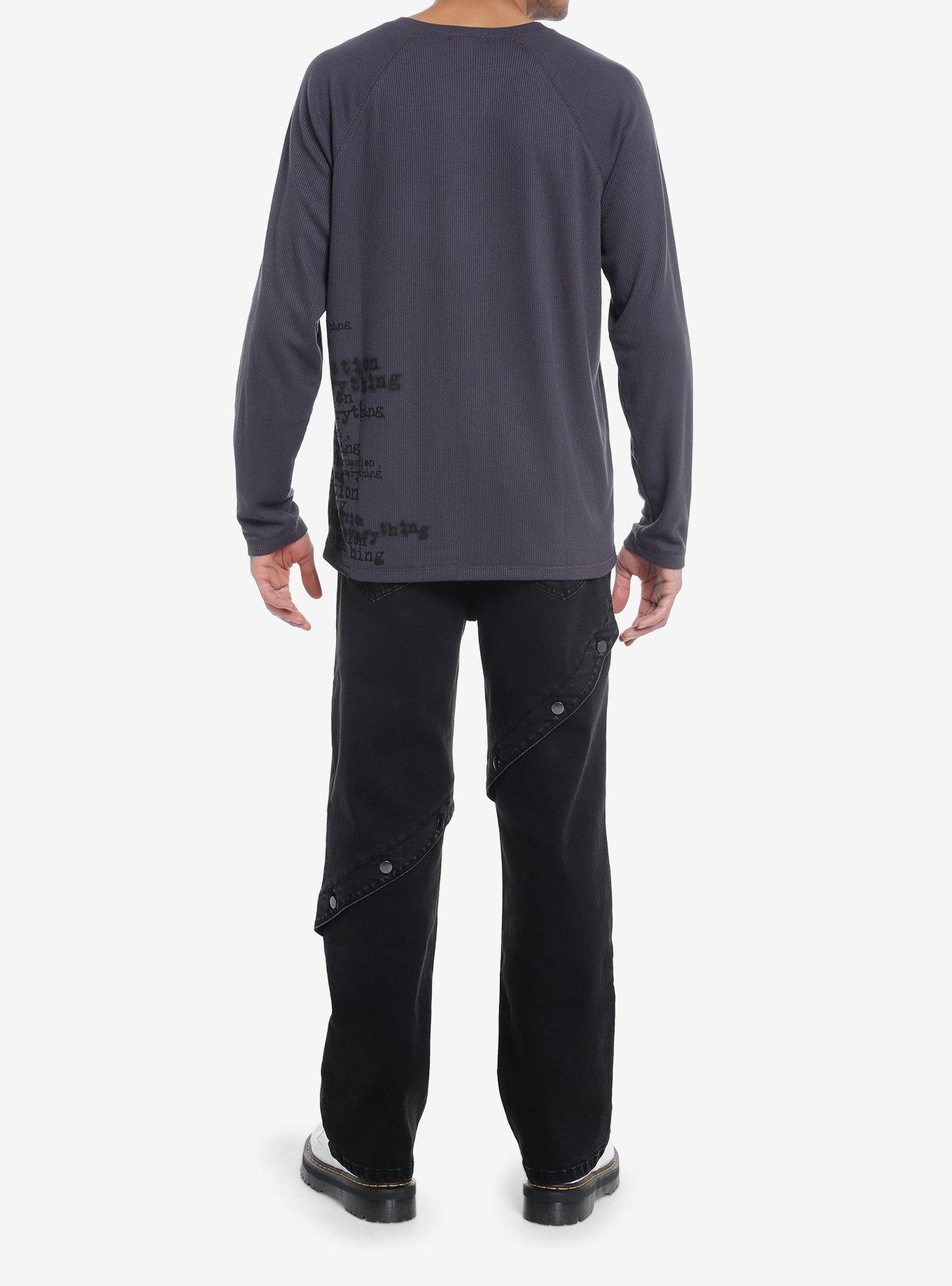 Social Collision&reg; Question Everything Henley Long-Sleeve Top, GREY, alternate