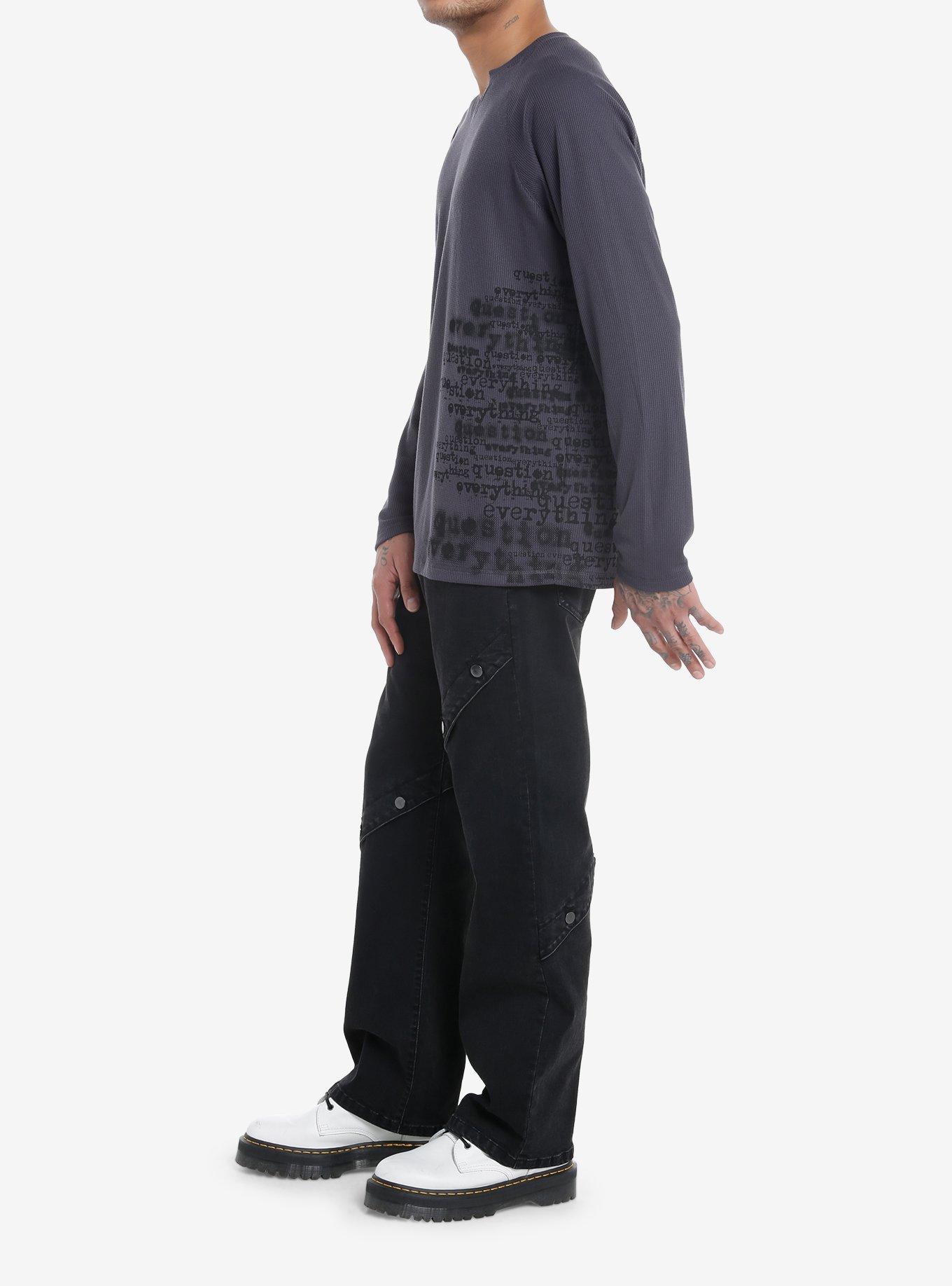 Social Collision&reg; Question Everything Henley Long-Sleeve Top, GREY, alternate