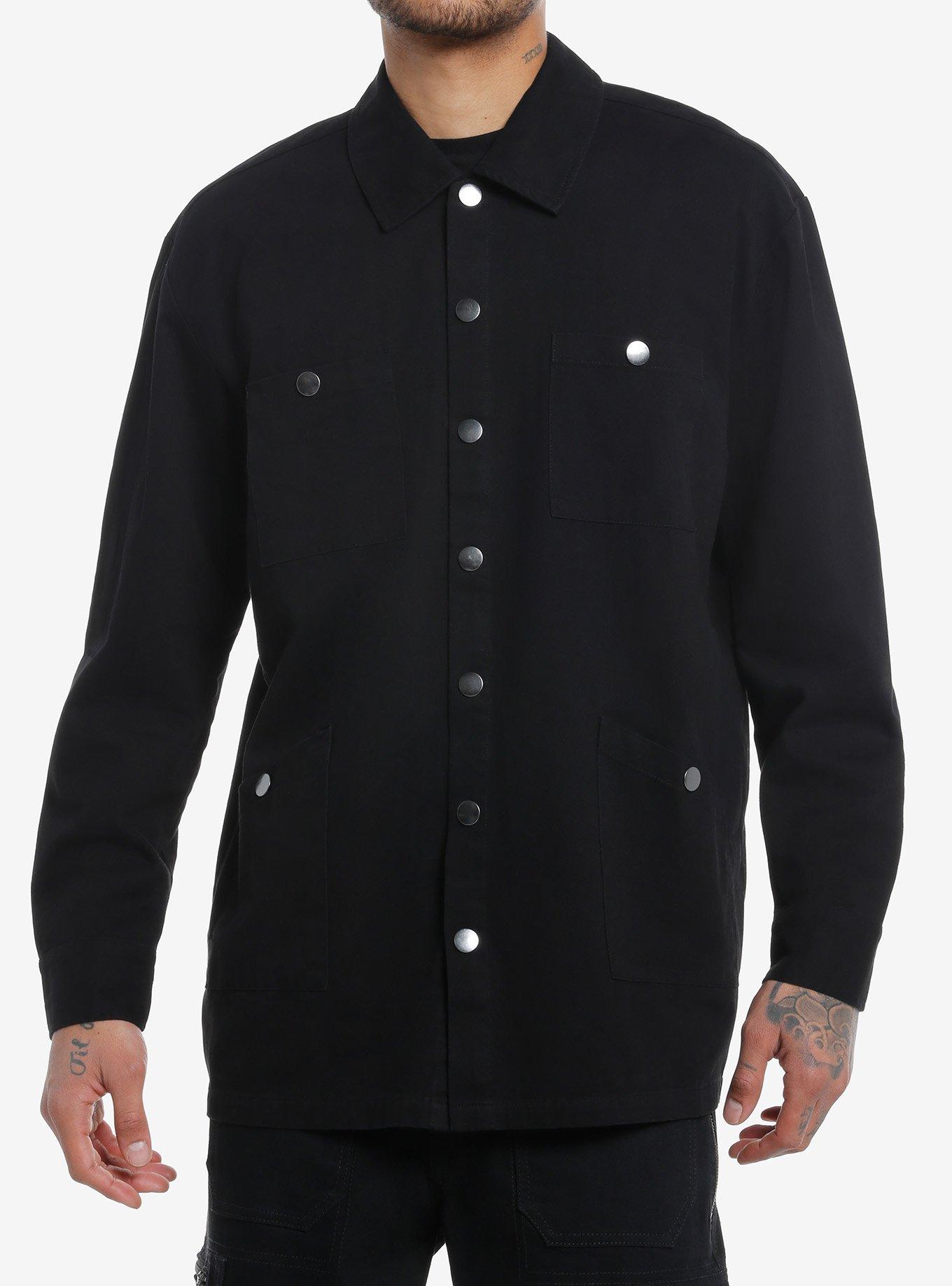 Social Collision Skull Panels Oversized Shacket, , hi-res
