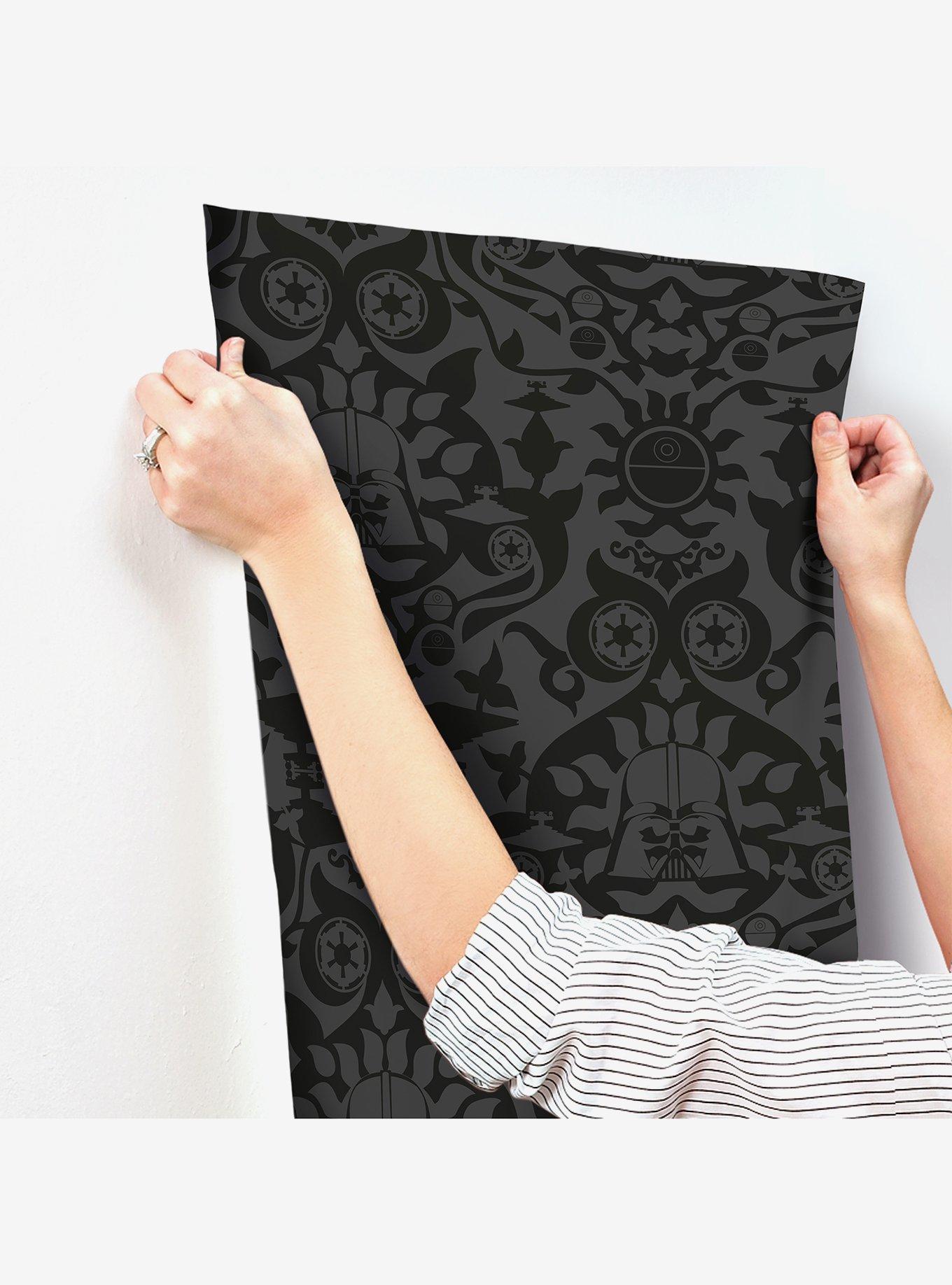 Star Wars The Dark Side Damask Charcoal Peel & Stick Wallpaper, , alternate