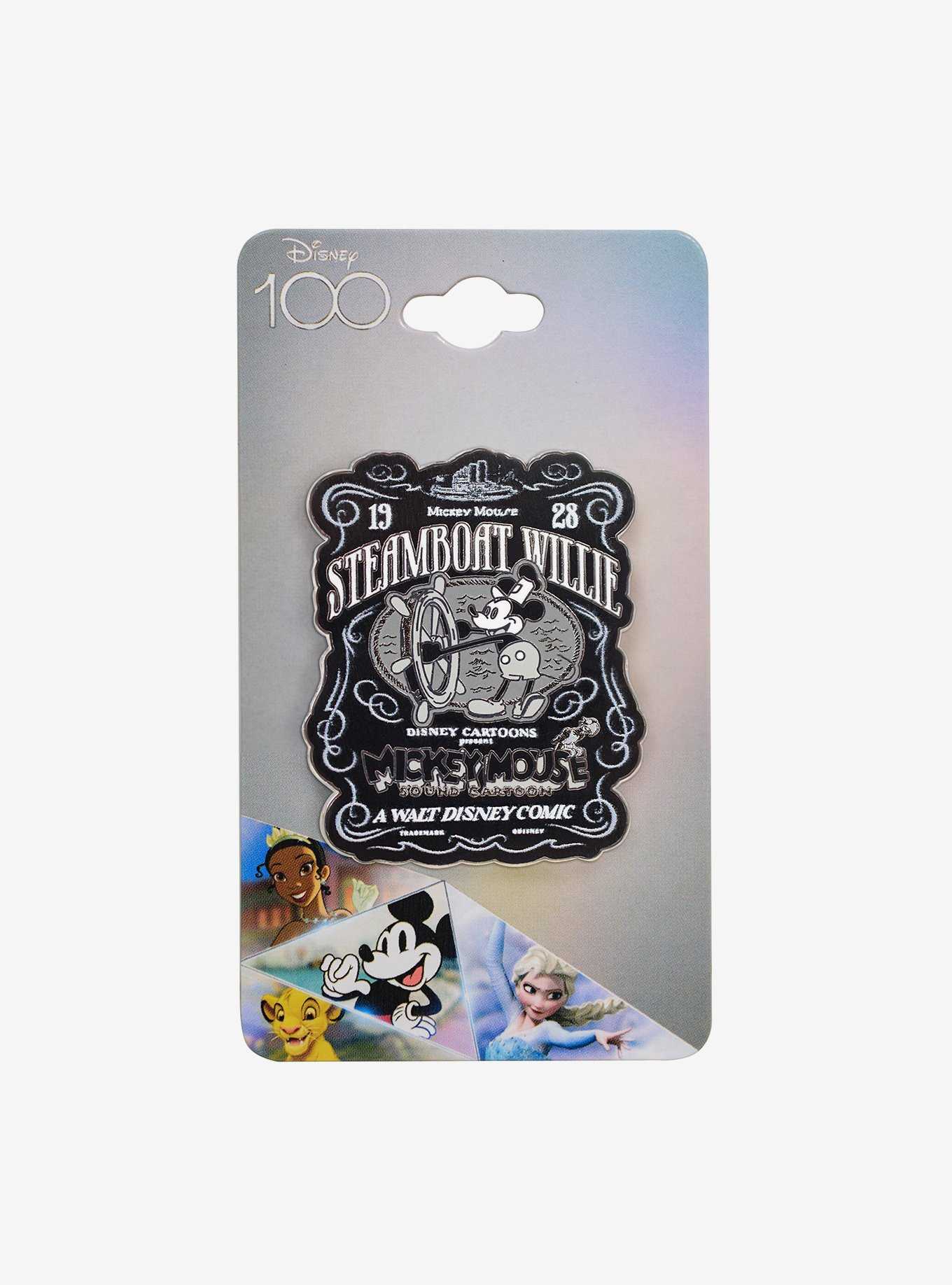 Disney 100 Mickey Mouse Steamboat Willie Poster Enamel Pin - BoxLunch Exclusive, , hi-res