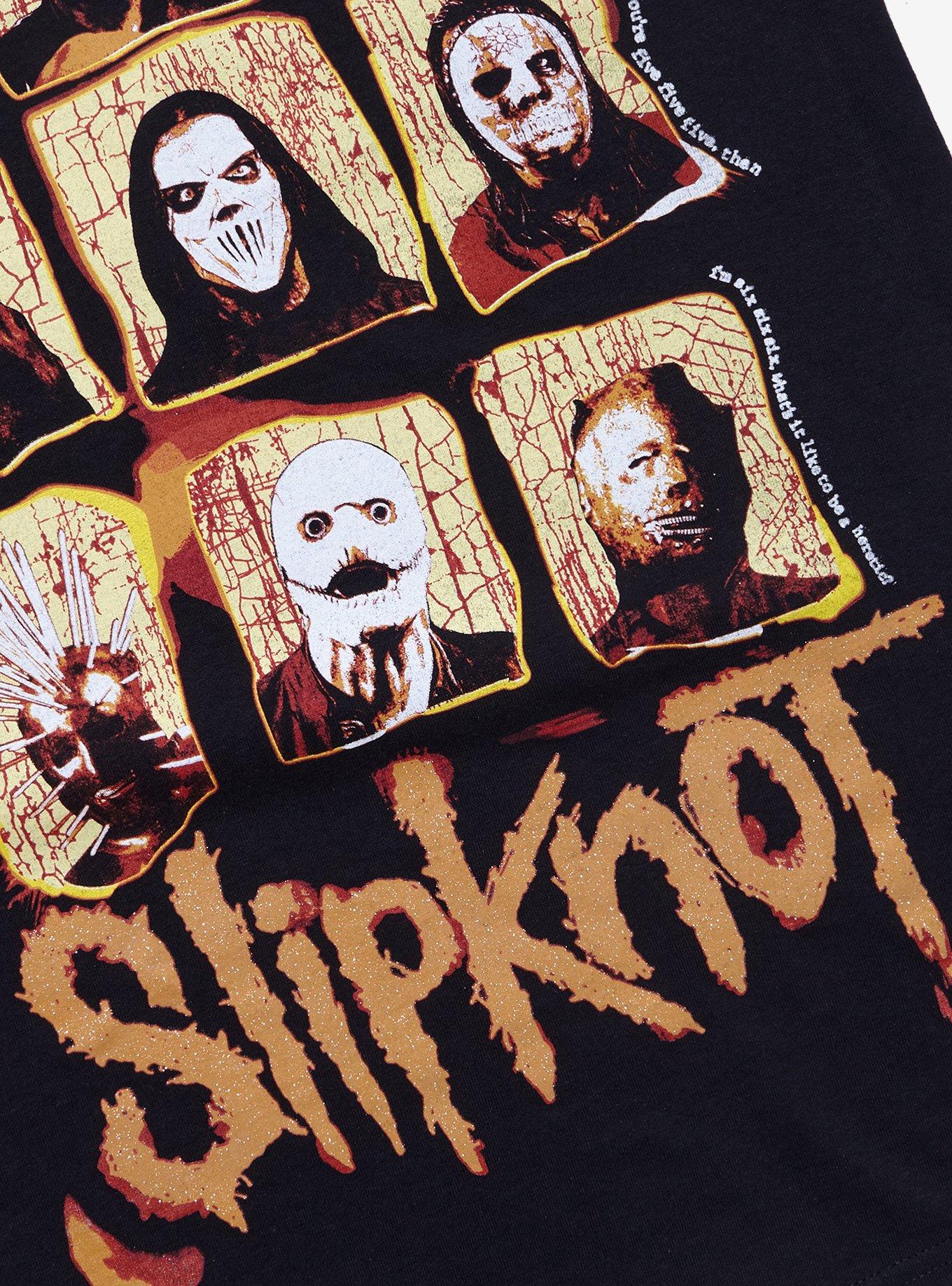 Slipknot Member Grid Glitter Boyfriend Fit Girls T-Shirt, BLACK, alternate