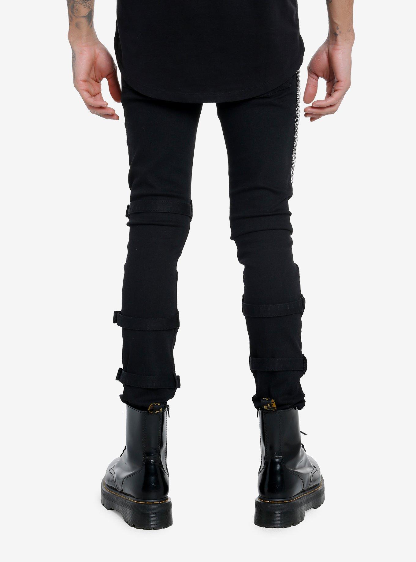 HT Denim Cross Zippers & Buckles Black Stinger Jeans