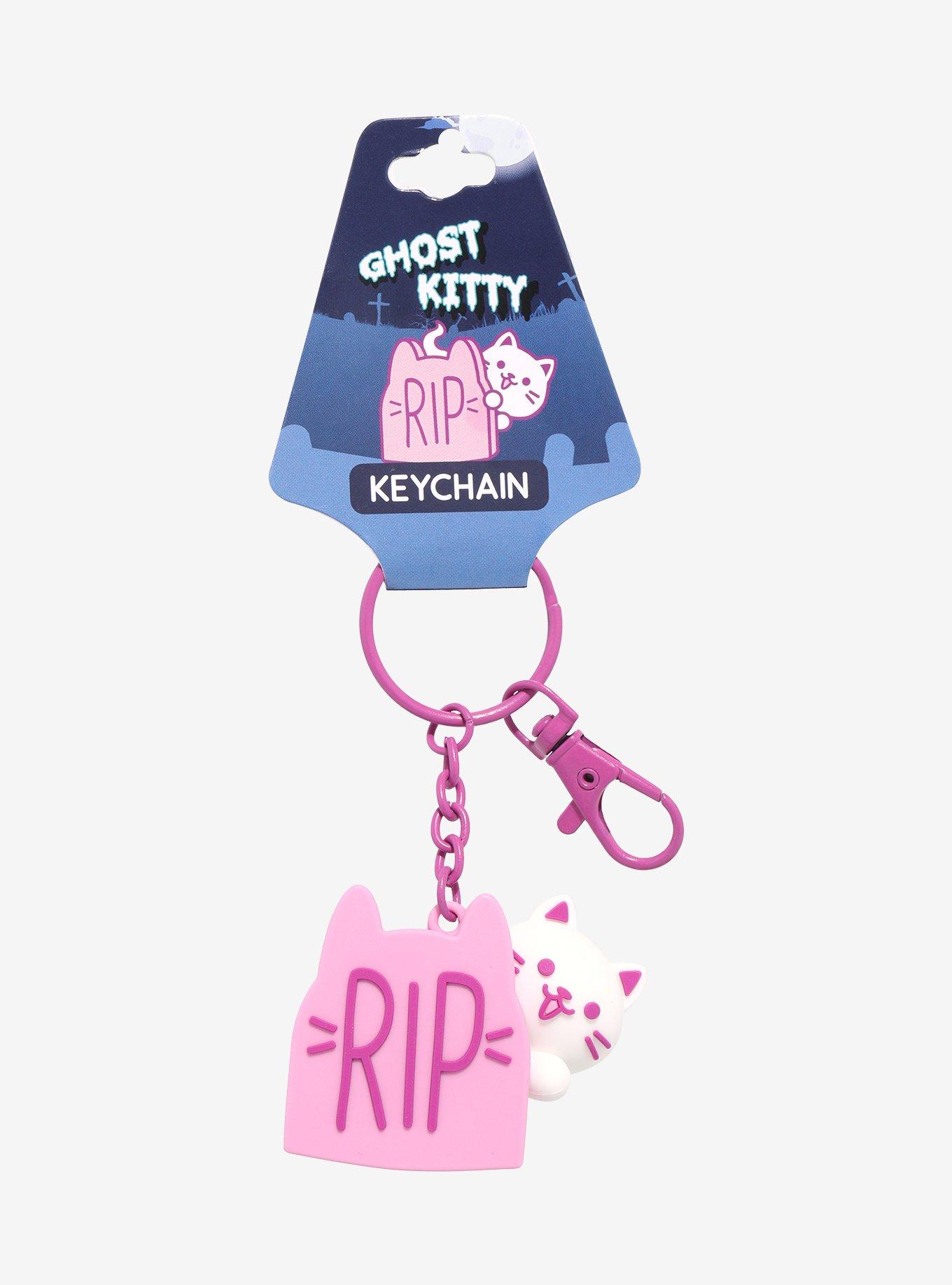 Ghost Kitty Gravestone Figural Keychain, , alternate
