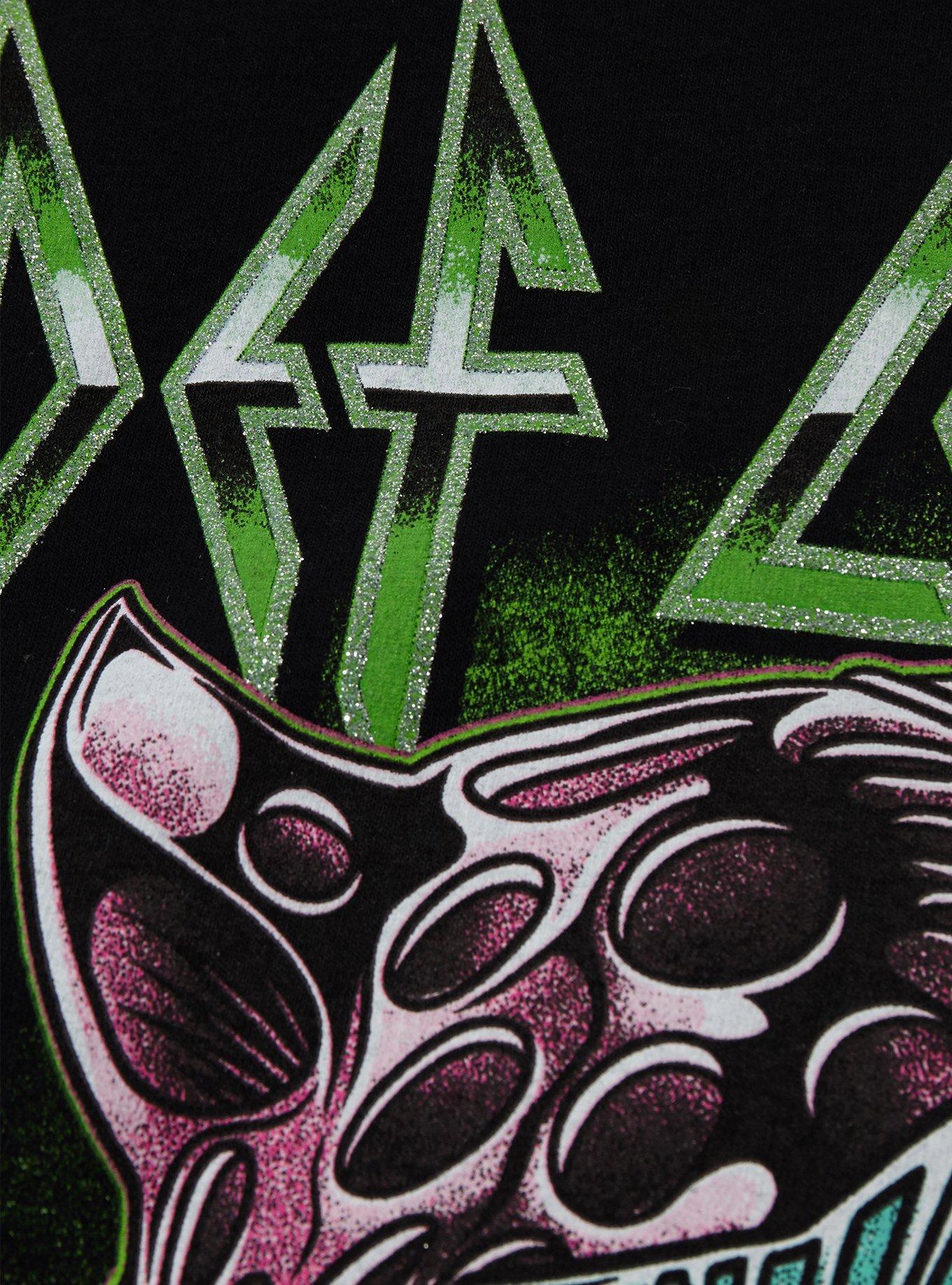 Def Leppard 2023 World Tour Glitter Boyfriend Fit Girls T-Shirt, BLACK, alternate