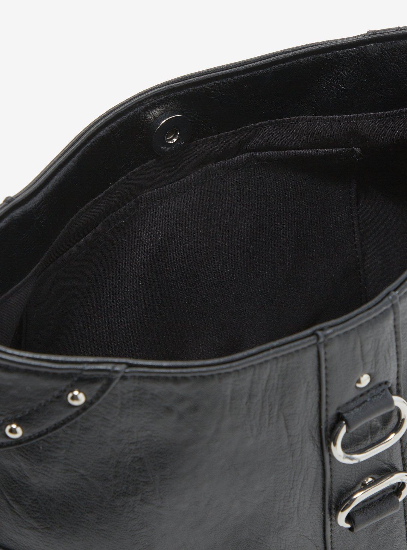 Black & Silver Hardware Slouch Bag, , alternate