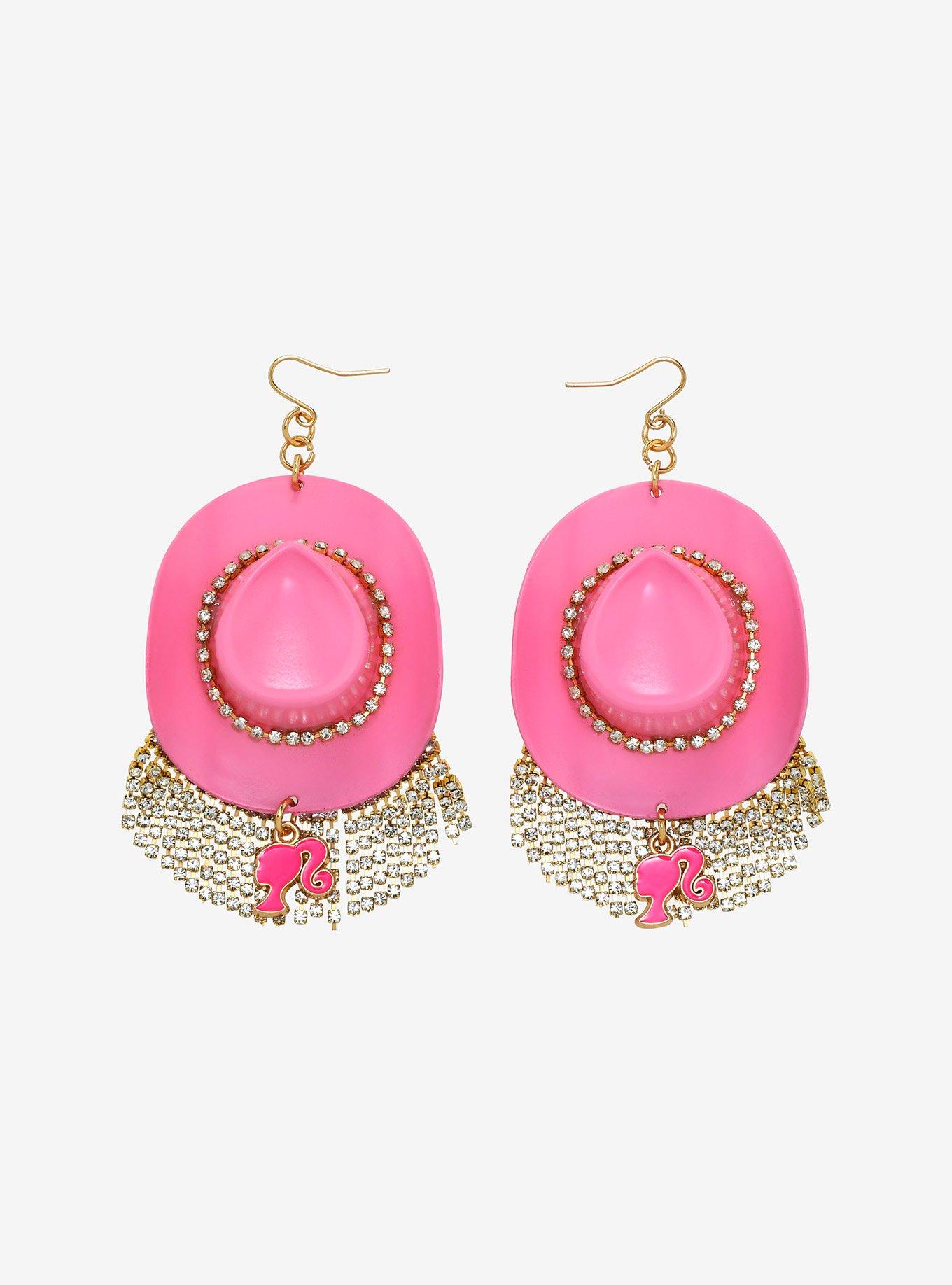 Barbie Cowboy Hat Bling Fringe Earrings &mdash; BoxLunch Exclusive, , alternate