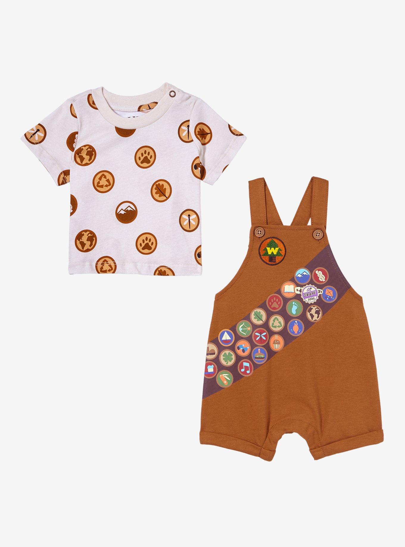 Disney Pixar Up Russell Wilderness Explorer Infant Overall Set — BoxLunch Exclusive, BROWN, alternate