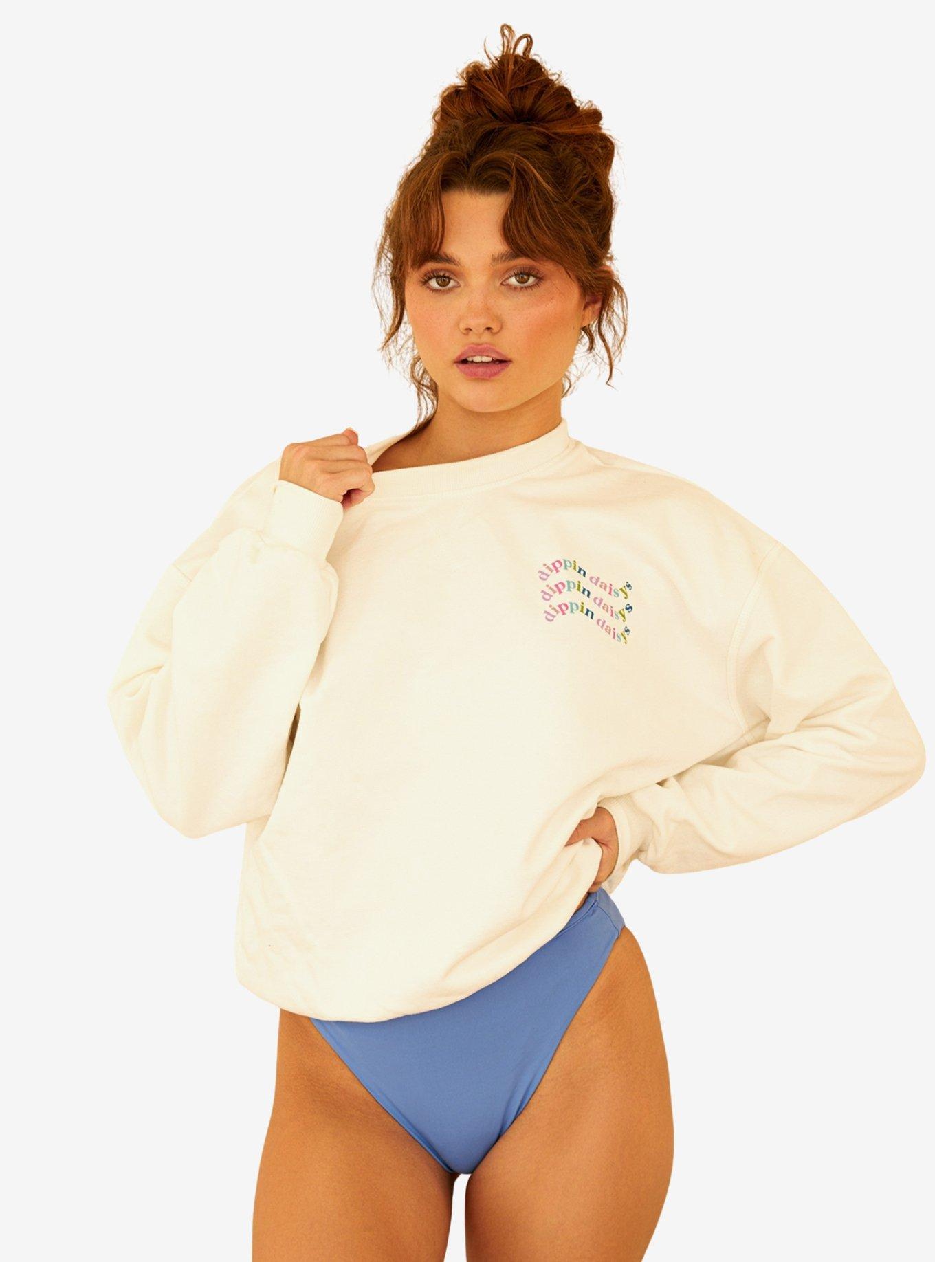Dippin' Daisy's DD Wave Crewneck Sweatshirt White, BRIGHT WHITE, alternate
