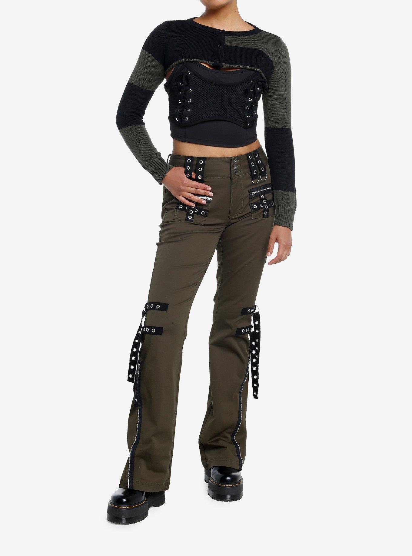 Black & Green Bolero Girls Crop Shrug, BLACK, alternate