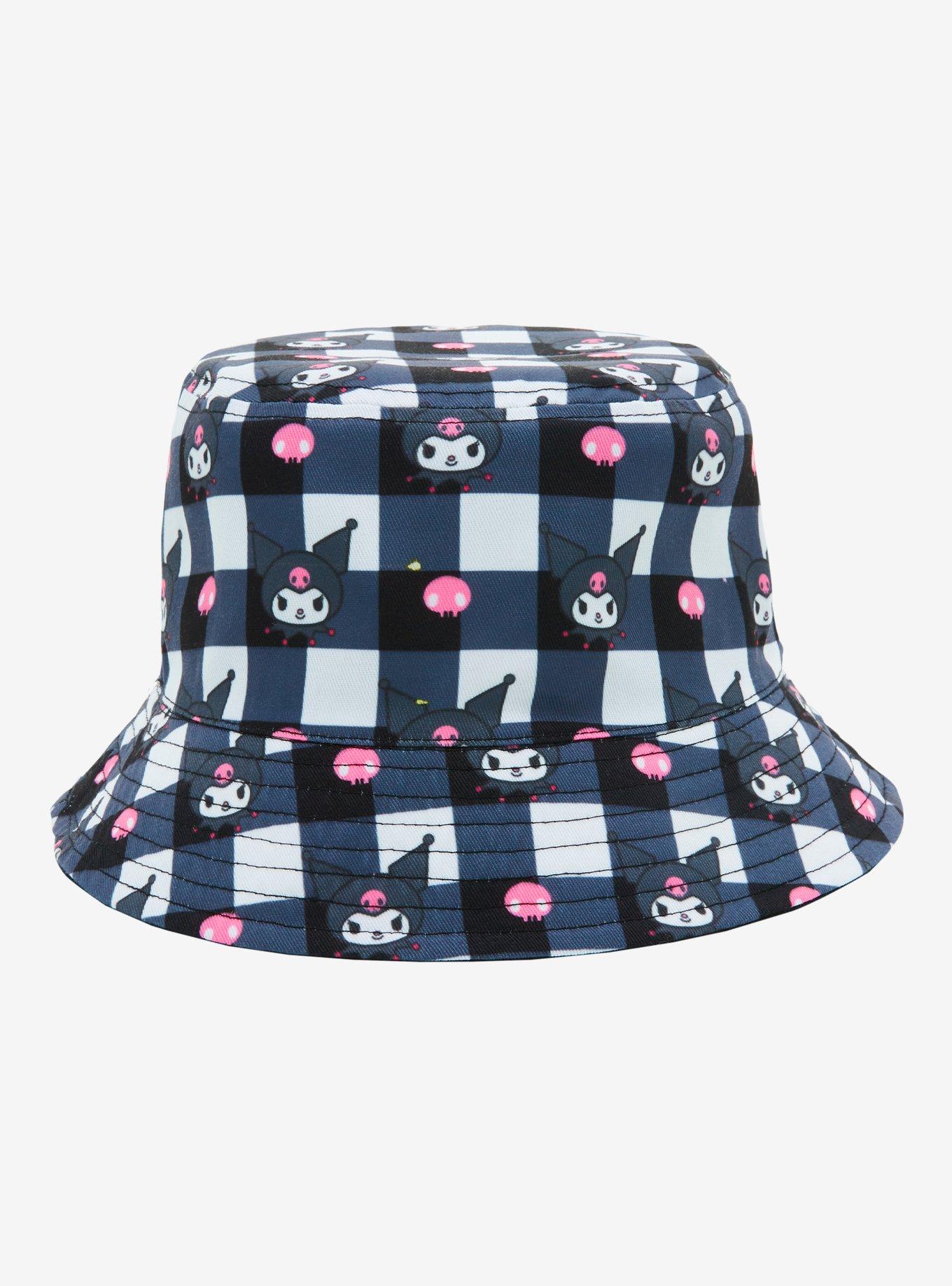 【SANRIO】 クロミ リバーシブル ギンガム総柄バケットハット Sanrio Kuromi Reversible Gingham Allover Print Bucket Hat