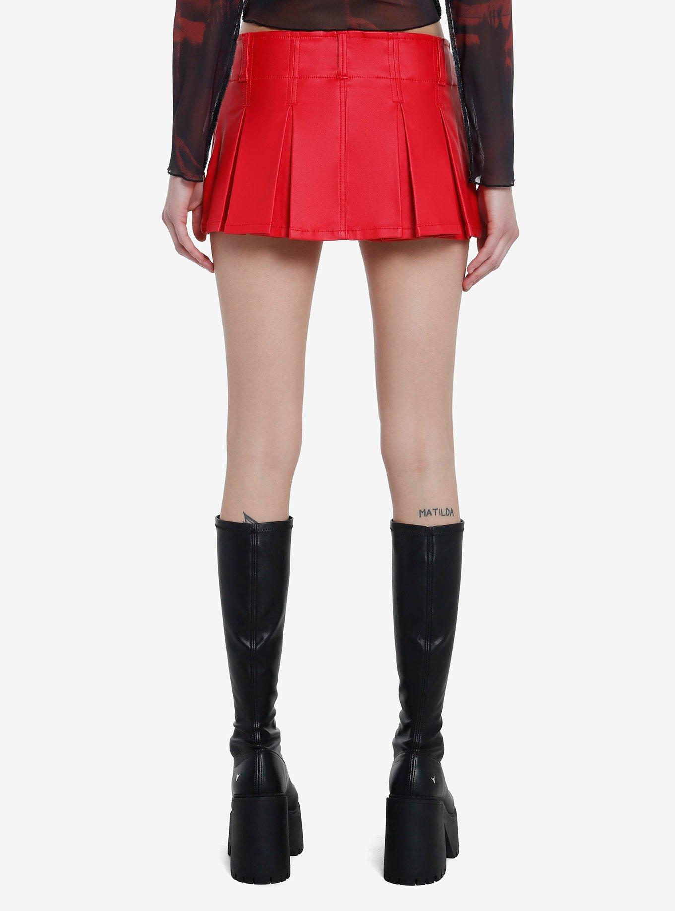 Social Collision Red Coated Mini Skort, RED, alternate