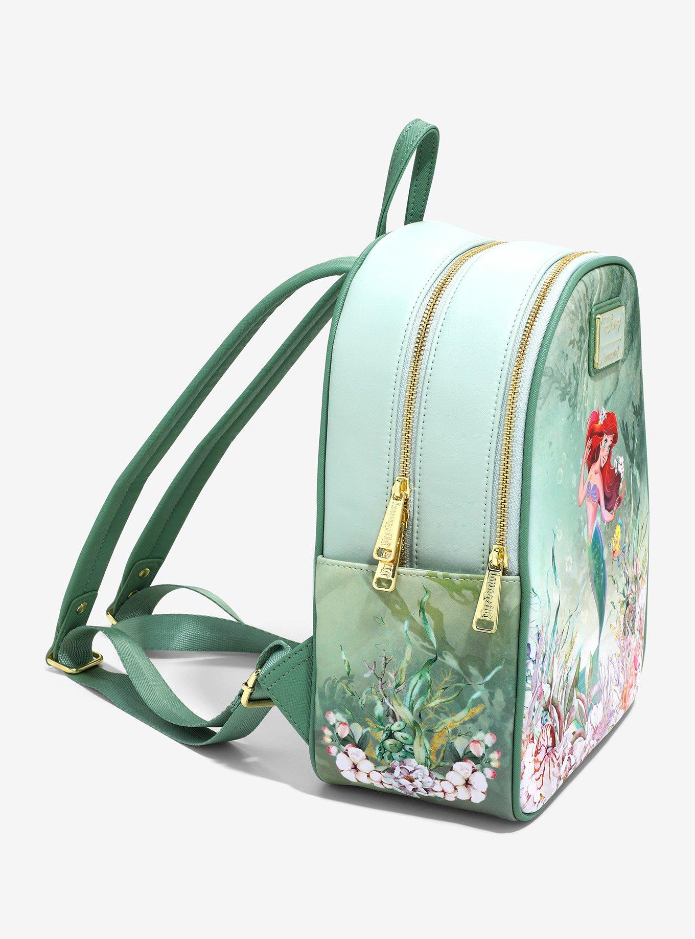 Disney The Little Mermaid Ariel and Flounder Green Underwater Mini Backpack — BoxLunch Exclusive, , alternate