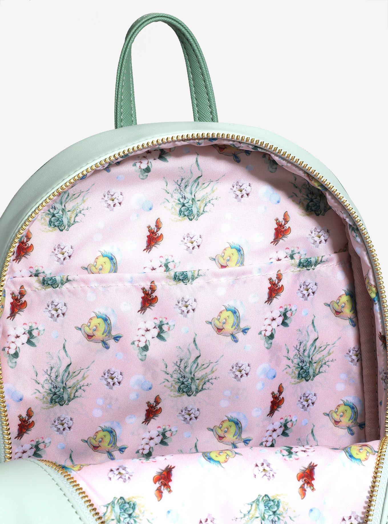 Disney The Little Mermaid Ariel and Flounder Green Underwater Mini Backpack — BoxLunch Exclusive, , alternate