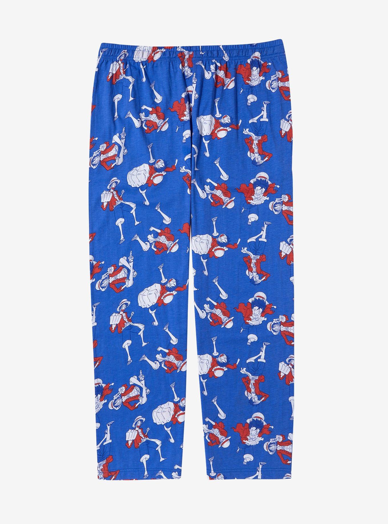 One Piece Monkey D. Luffy Poses Sleep Pants - BoxLunch Exclusive, BLUE, alternate