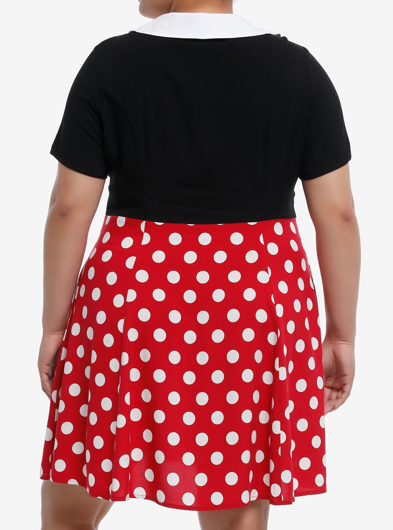 Disney Minnie Mouse Polka Dot Retro Dress Plus Size, BLACK RED DOTS, alternate