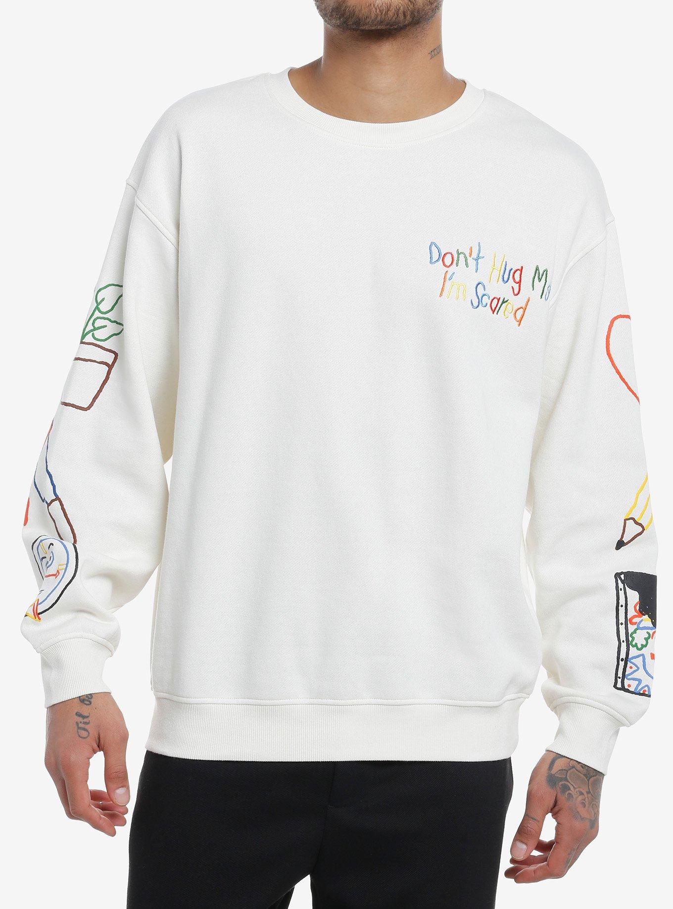 Don't Hug Me I'm Scared Line Drawings Sweatshirt, BEIGE, alternate