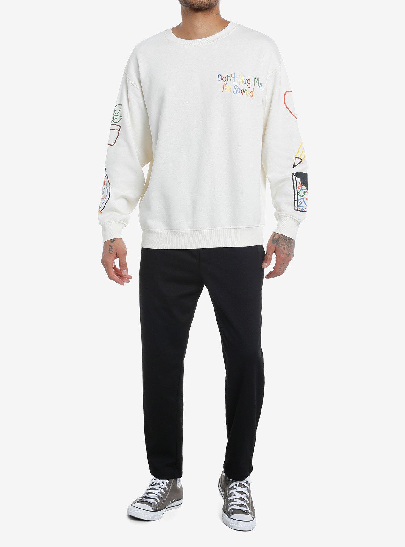 Don't Hug Me I'm Scared Line Drawings Sweatshirt, BEIGE, alternate