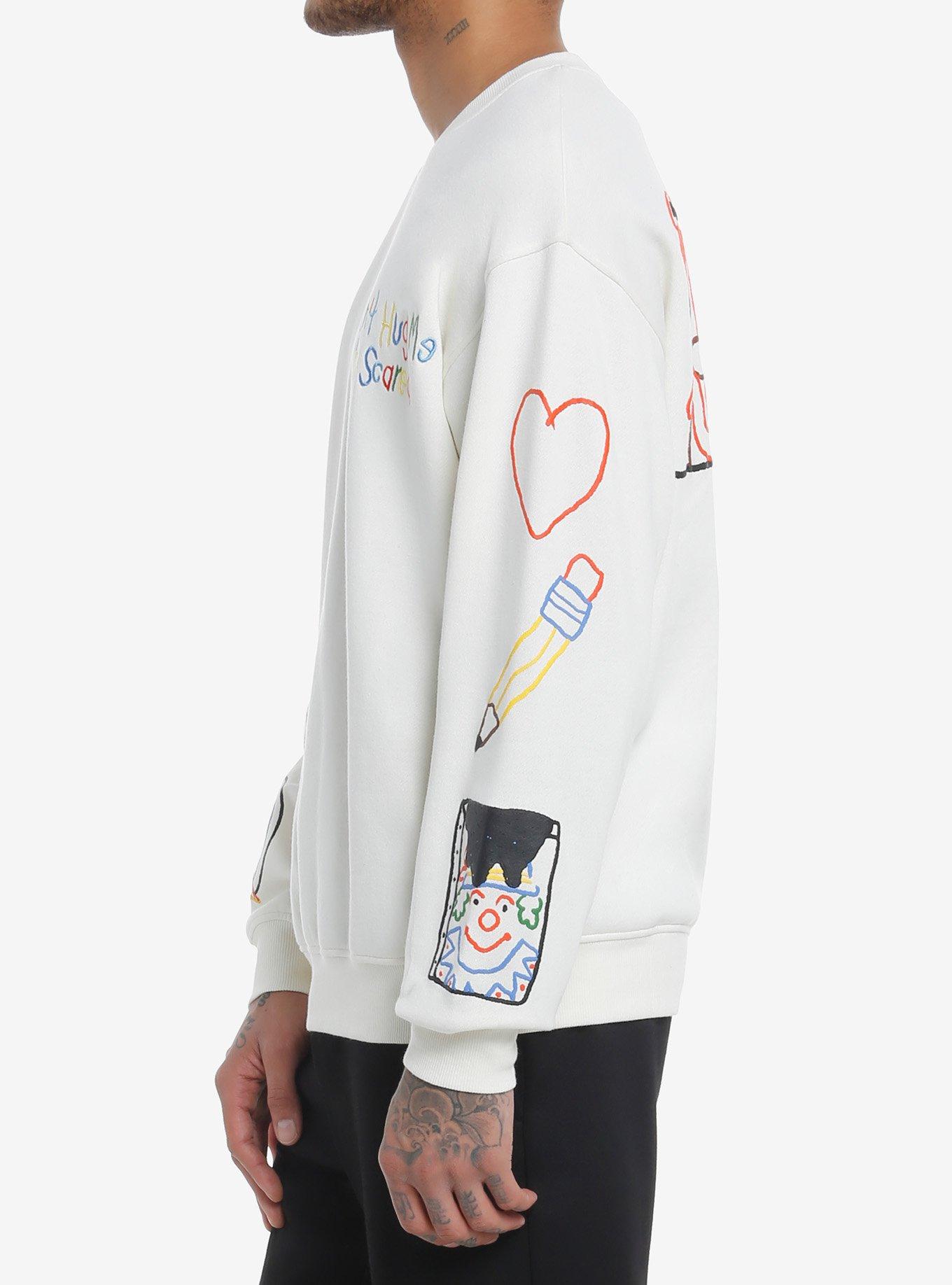 Don't Hug Me I'm Scared Line Drawings Sweatshirt, BEIGE, alternate