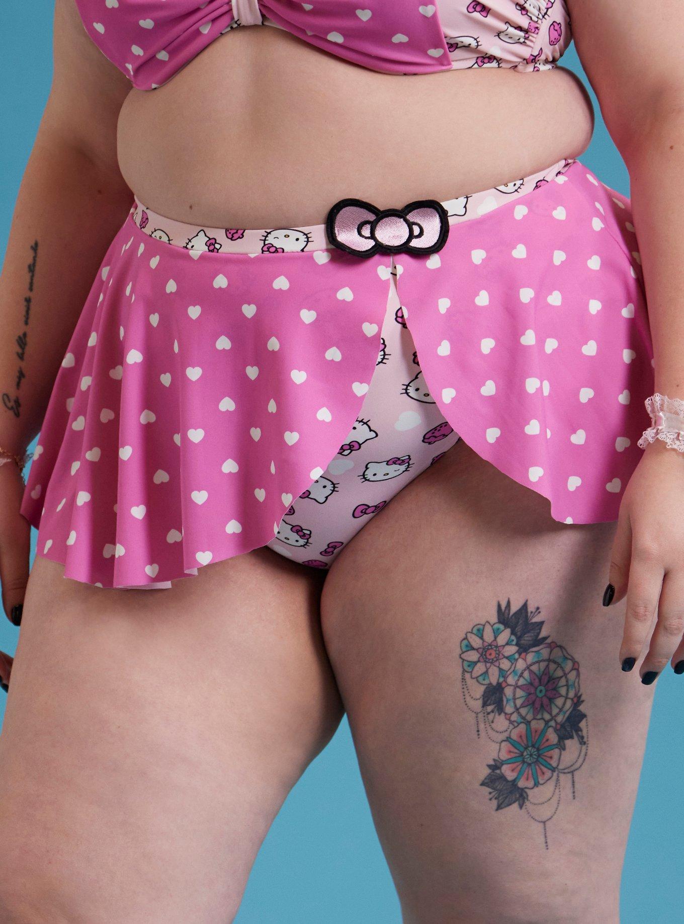 Hello Kitty Bow Heart Skirted Swim Bottoms Plus Size, MULTI, alternate