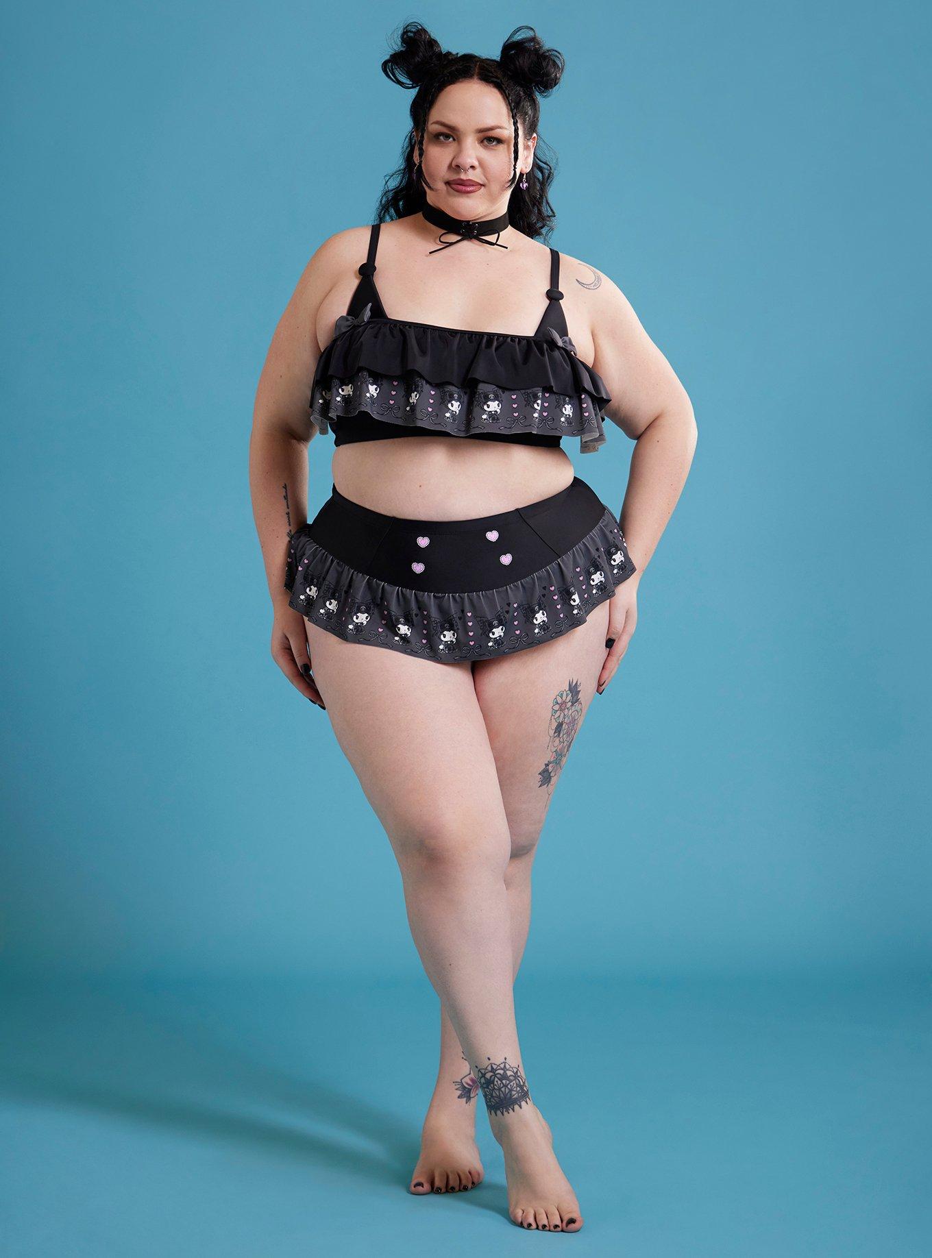 Kuromi Lolita Ruffle Swim Top Plus Size, MULTI, alternate