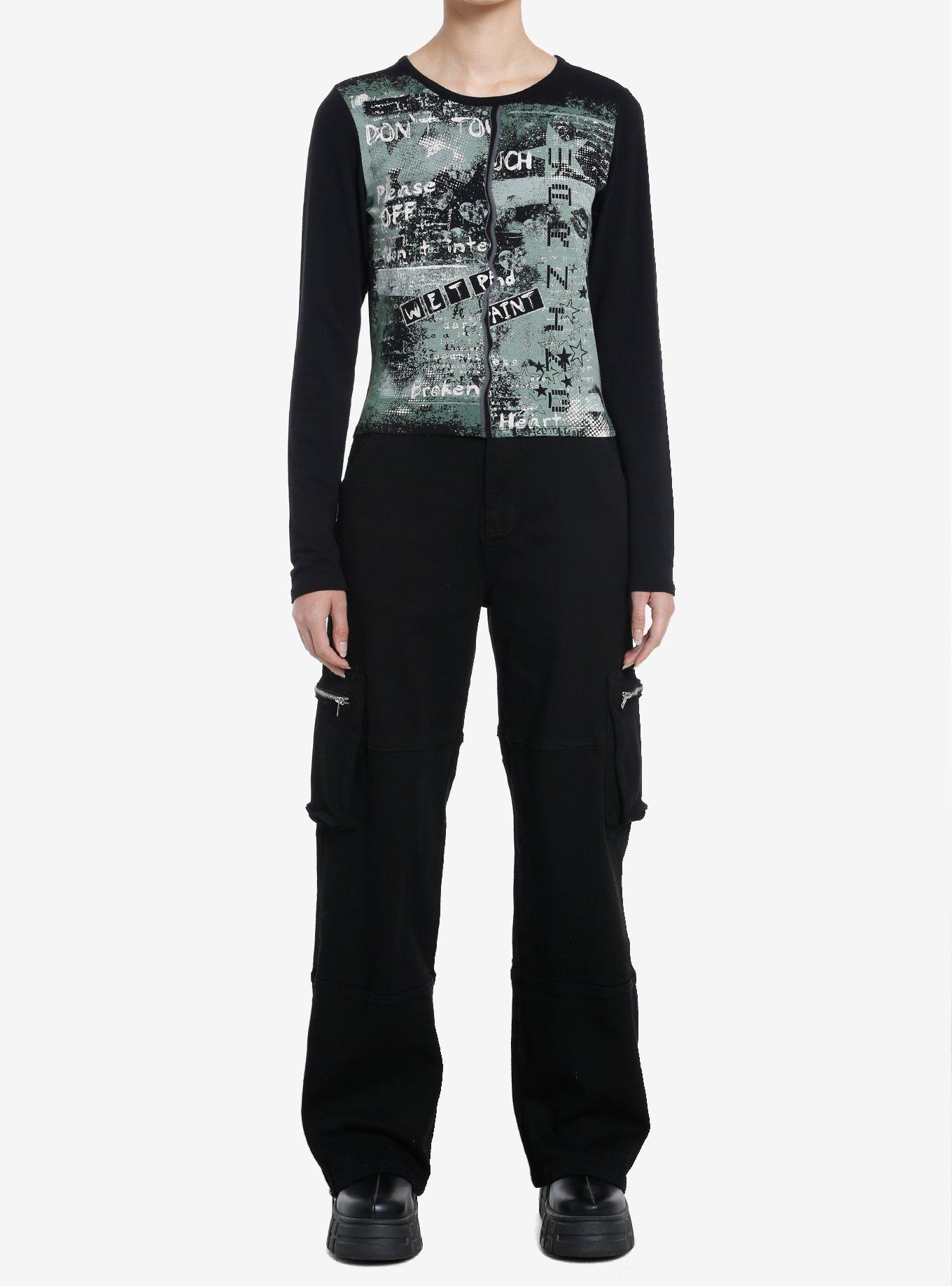 Social Collision Warning Graphic Girls Long-Sleeve Top, , alternate