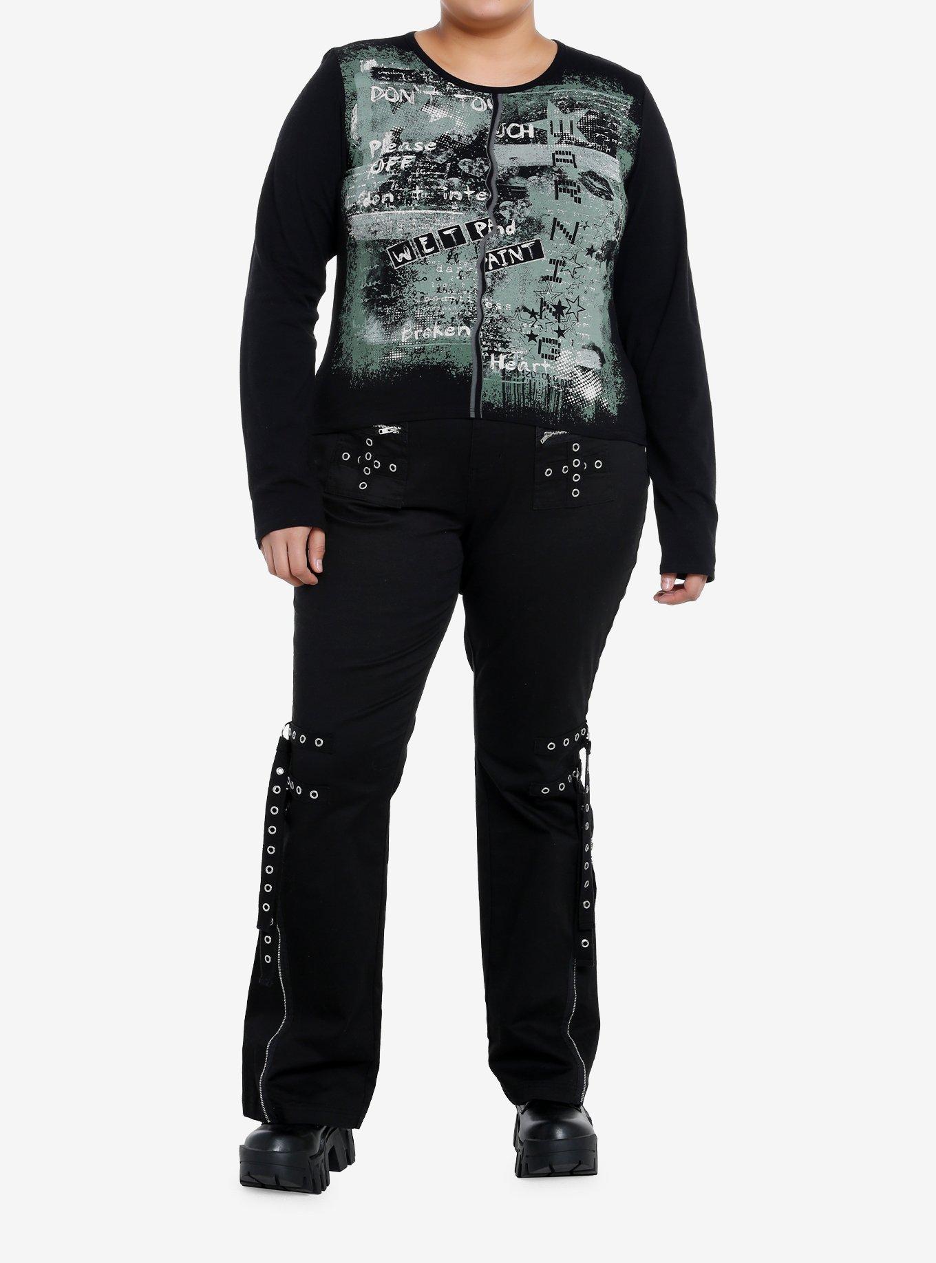 Social Collision Warning Graphic Girls Long-Sleeve Top Plus Size, , hi-res