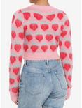 Pink & Red Strawberry Fuzzy Girls Crop Sweater, RED, alternate
