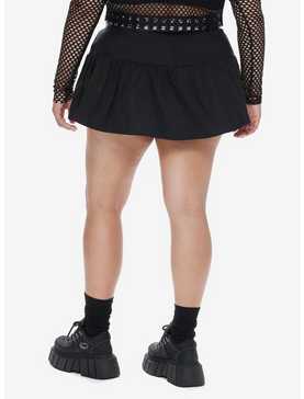 Social Collision Black Ruffle Skirt With Belt Plus Size, , hi-res