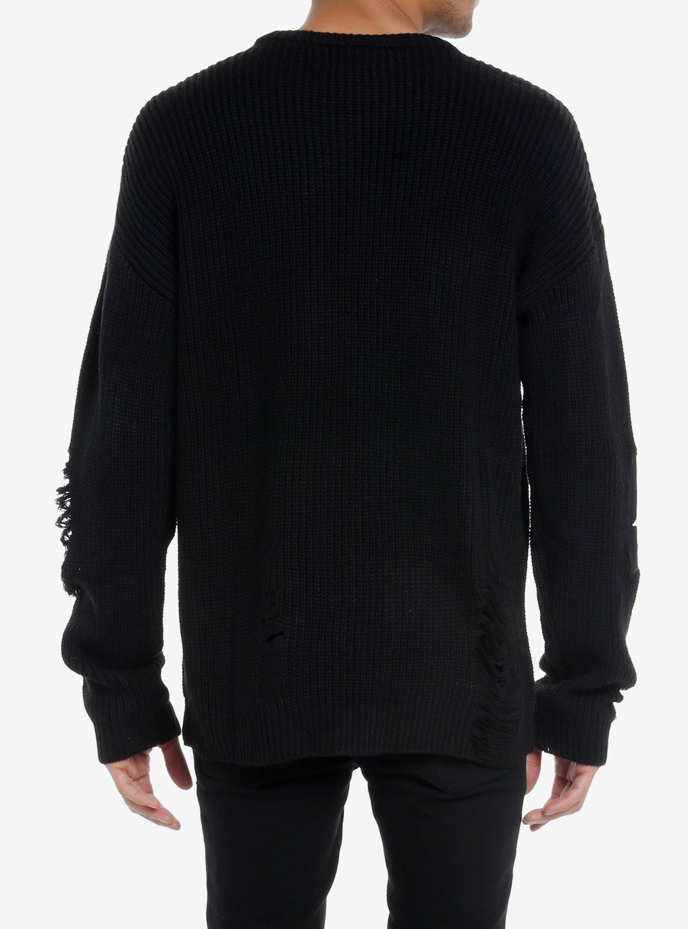 Social Collision® Horror Patches Knit Sweater, , alternate