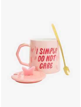 I Don't Care Butterfly Mug With Spoon & Lid By A Ziggies, , hi-res