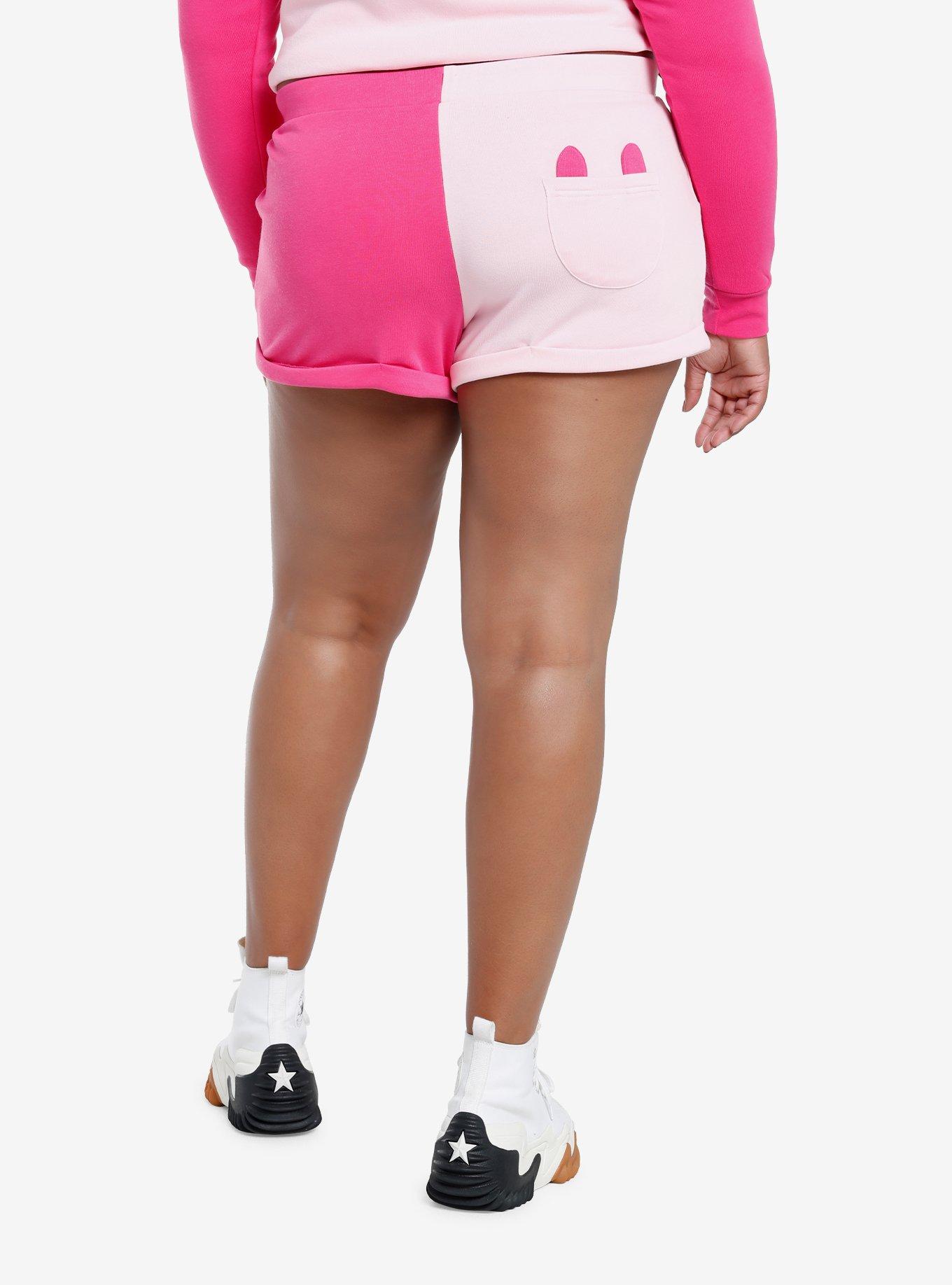 Her Universe Disney Stitch Cheshire Cat Color-Block Girls Lounge Shorts Plus Size, PINK, alternate