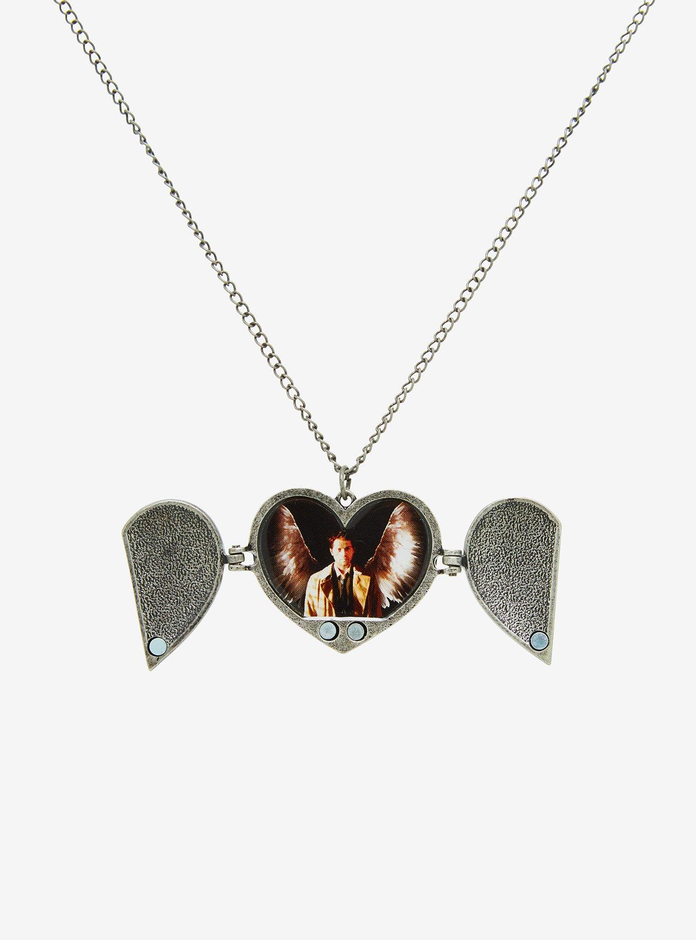 Supernatural Castiel Heart Locket Necklace, , alternate