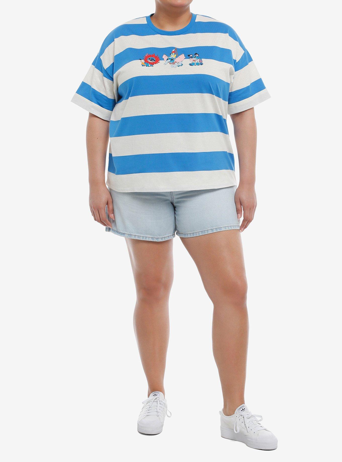 Her Universe Disney Stitch Character Mashup Stripe Oversized T-Shirt Plus Size, BLUE STRIPE, alternate