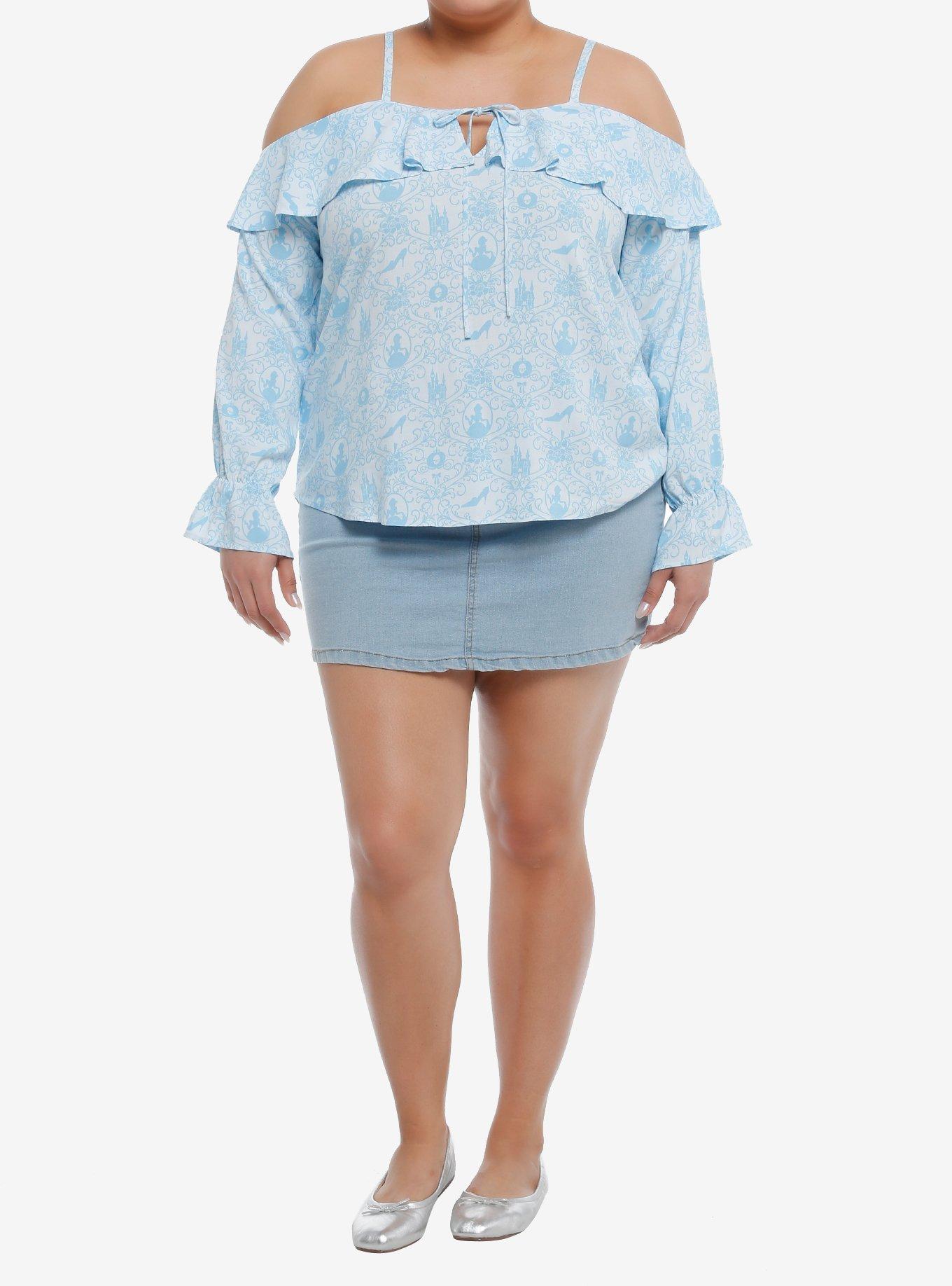 Her Universe Disney Cinderella Icons Cold Shoulder Long-Sleeve Top Plus Size Her Universe Exclusive, , hi-res