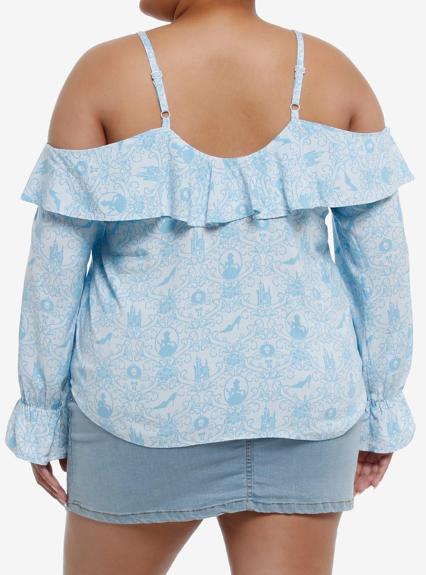 Her Universe Disney Cinderella Icons Cold Shoulder Long-Sleeve Top Plus Size Her Universe Exclusive, BABY BLUE, alternate