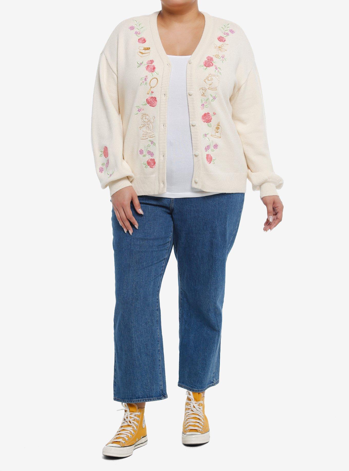 Her Universe Disney Beauty And The Beast Character Rose Cardigan Plus Size Her Universe Exclusive, LIGHT YELLOW, alternate