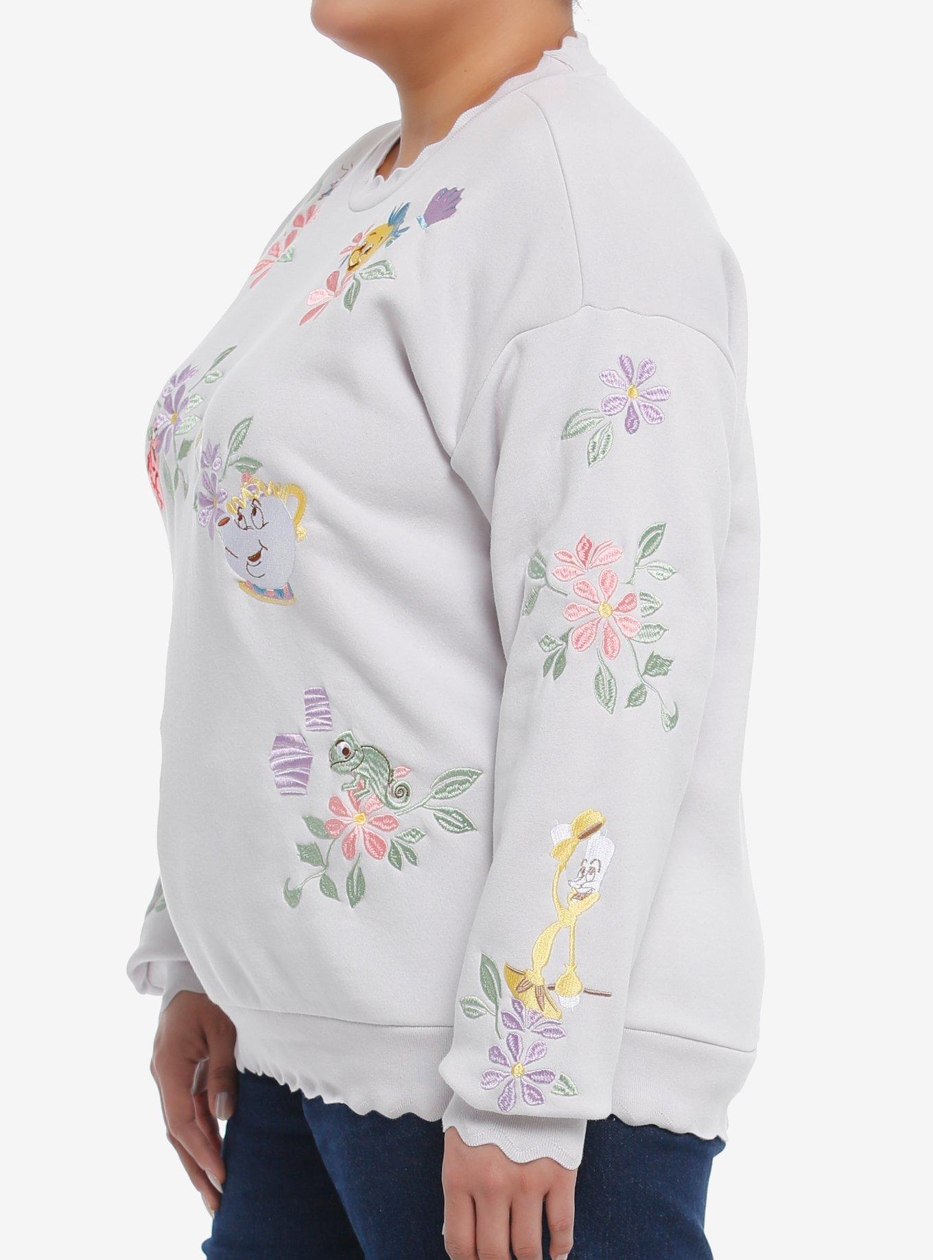 Her Universe Disney Princess Sidekicks Floral Sweatshirt Plus Size Her Universe Exclusive, LIGHT PURPLE, alternate