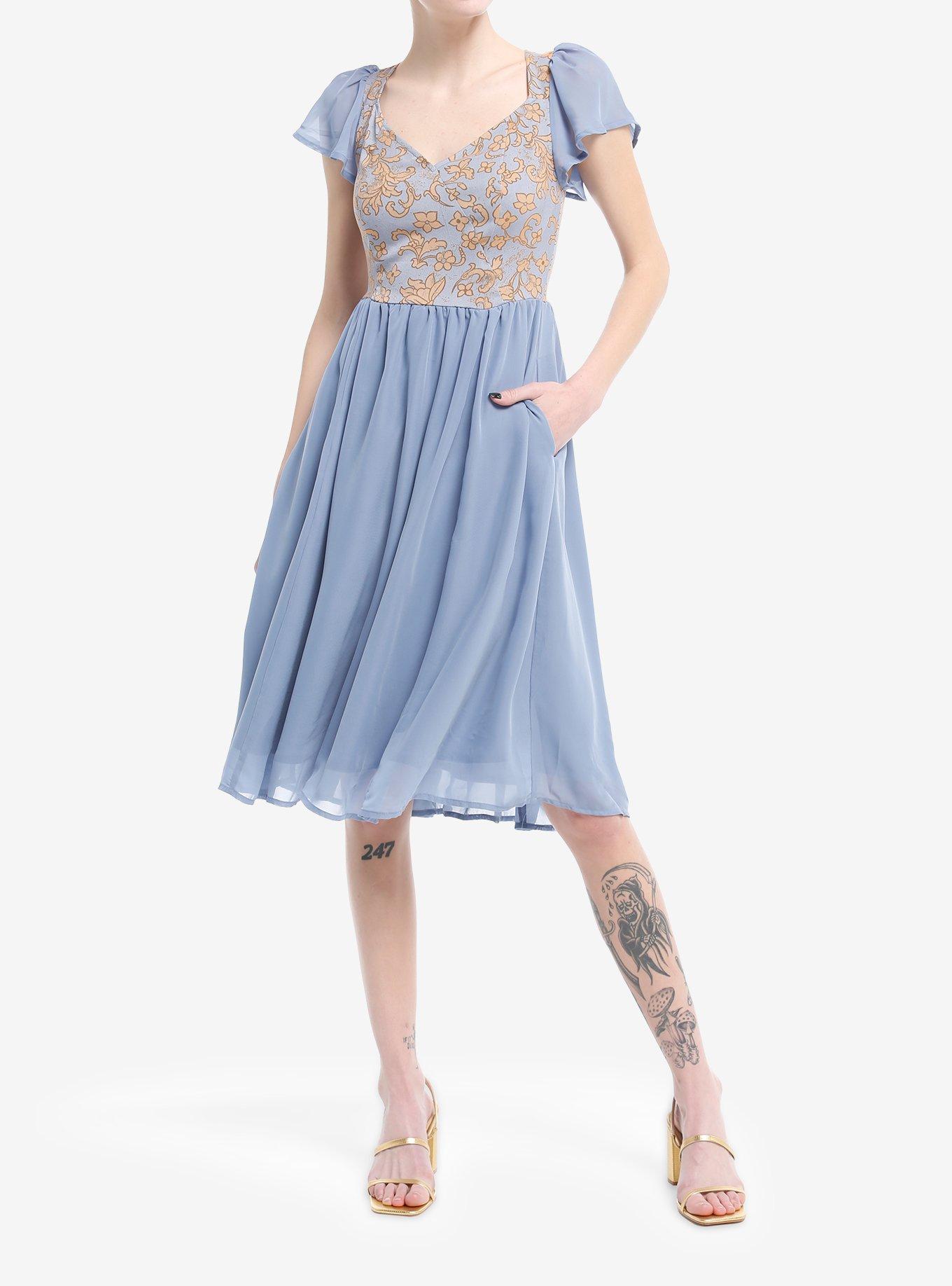 Her Universe Game Of Thrones Margaery Flutter Sleeve Dress Her Universe Exclusive, BLUE FOG, alternate