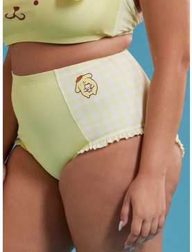 Pompompurin Yellow Gingham High-Waisted Swim Bottoms Plus Size, , hi-res