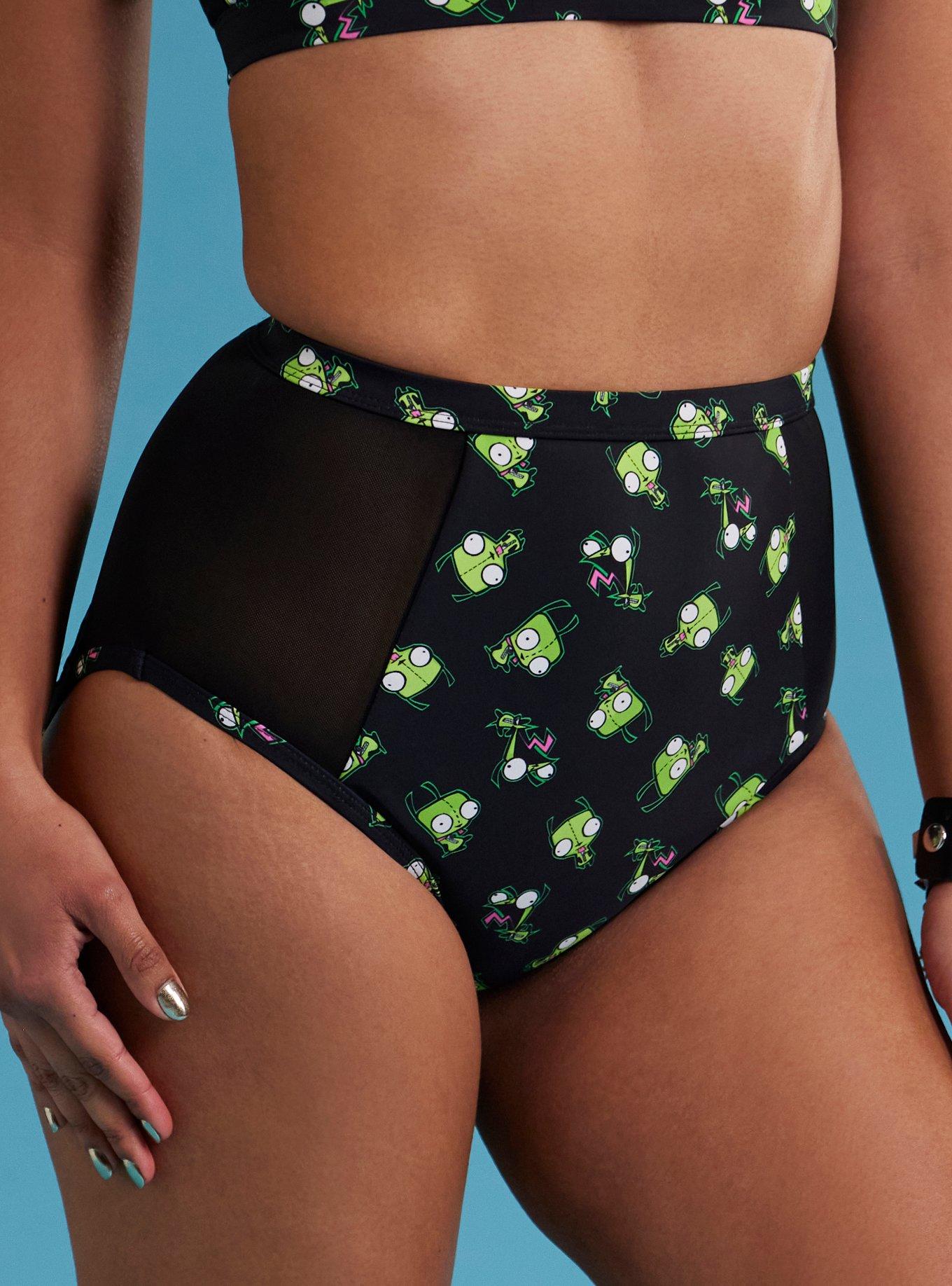 Invader Zim GIR Poses Mesh High-Waisted Swim Bottoms, MULTI, alternate