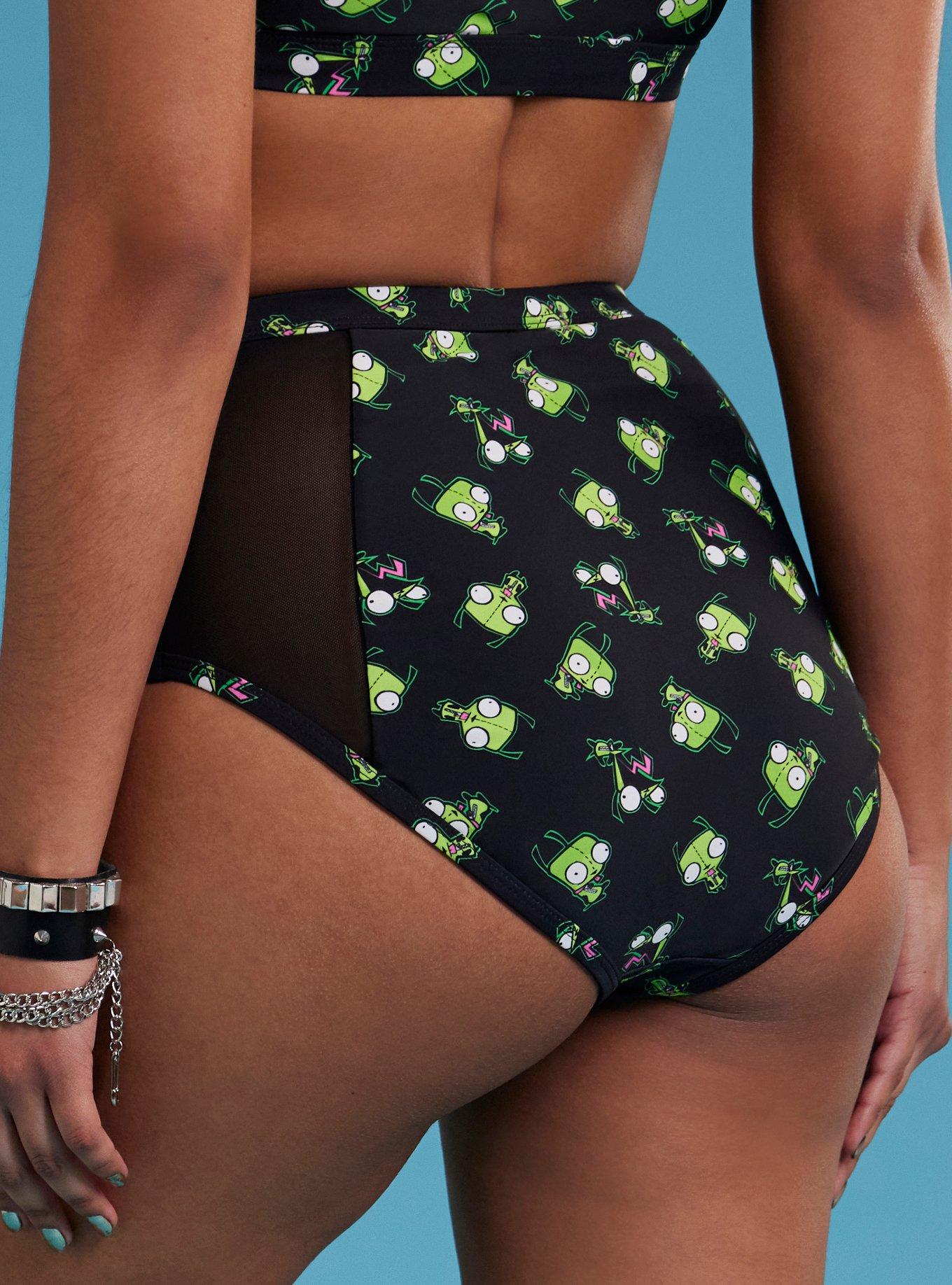 Invader Zim GIR Poses Mesh High-Waisted Swim Bottoms, MULTI, alternate