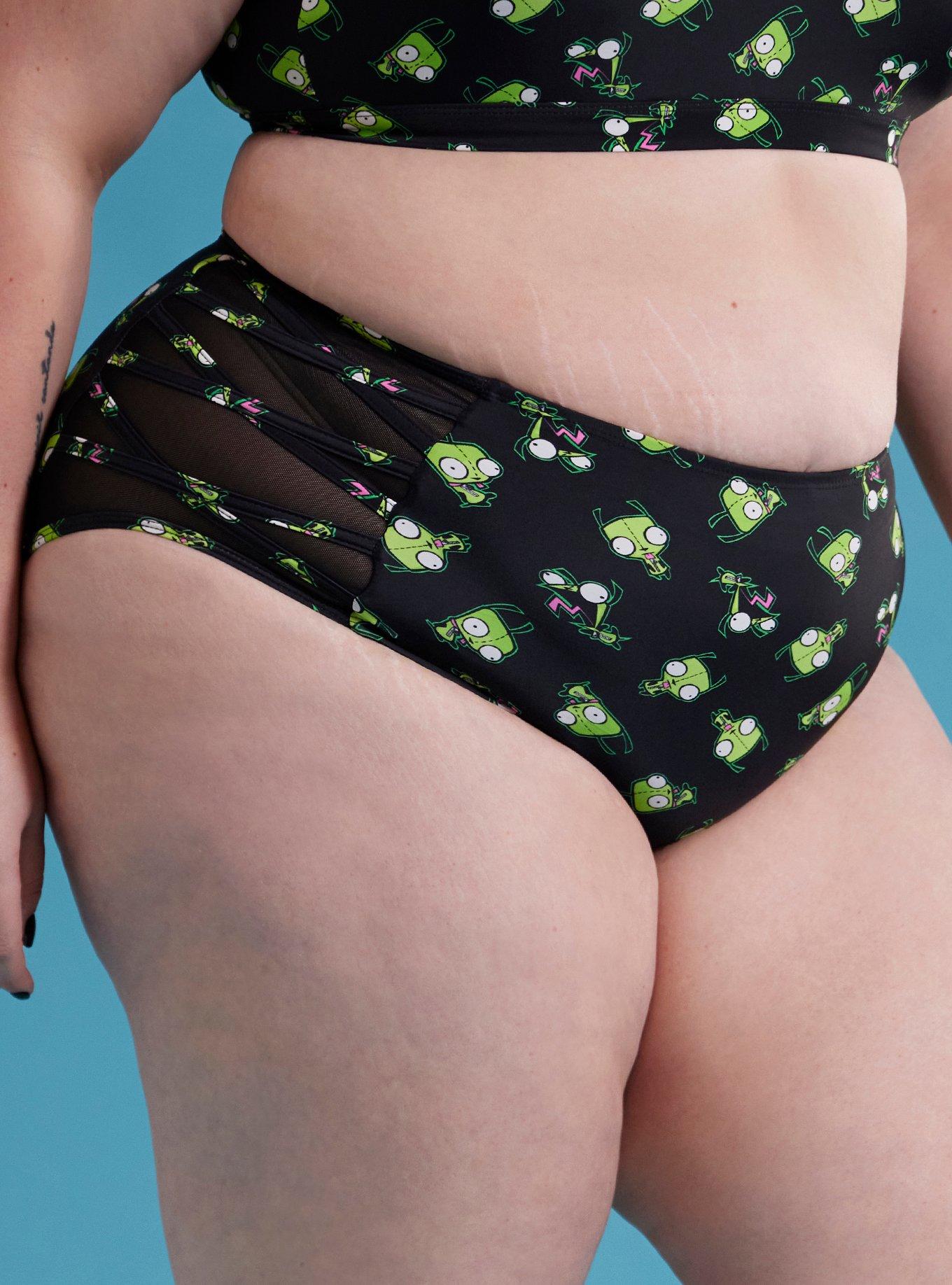 Invader Zim GIR Poses Mesh High-Waisted Swim Bottoms Plus Size, MULTI, alternate