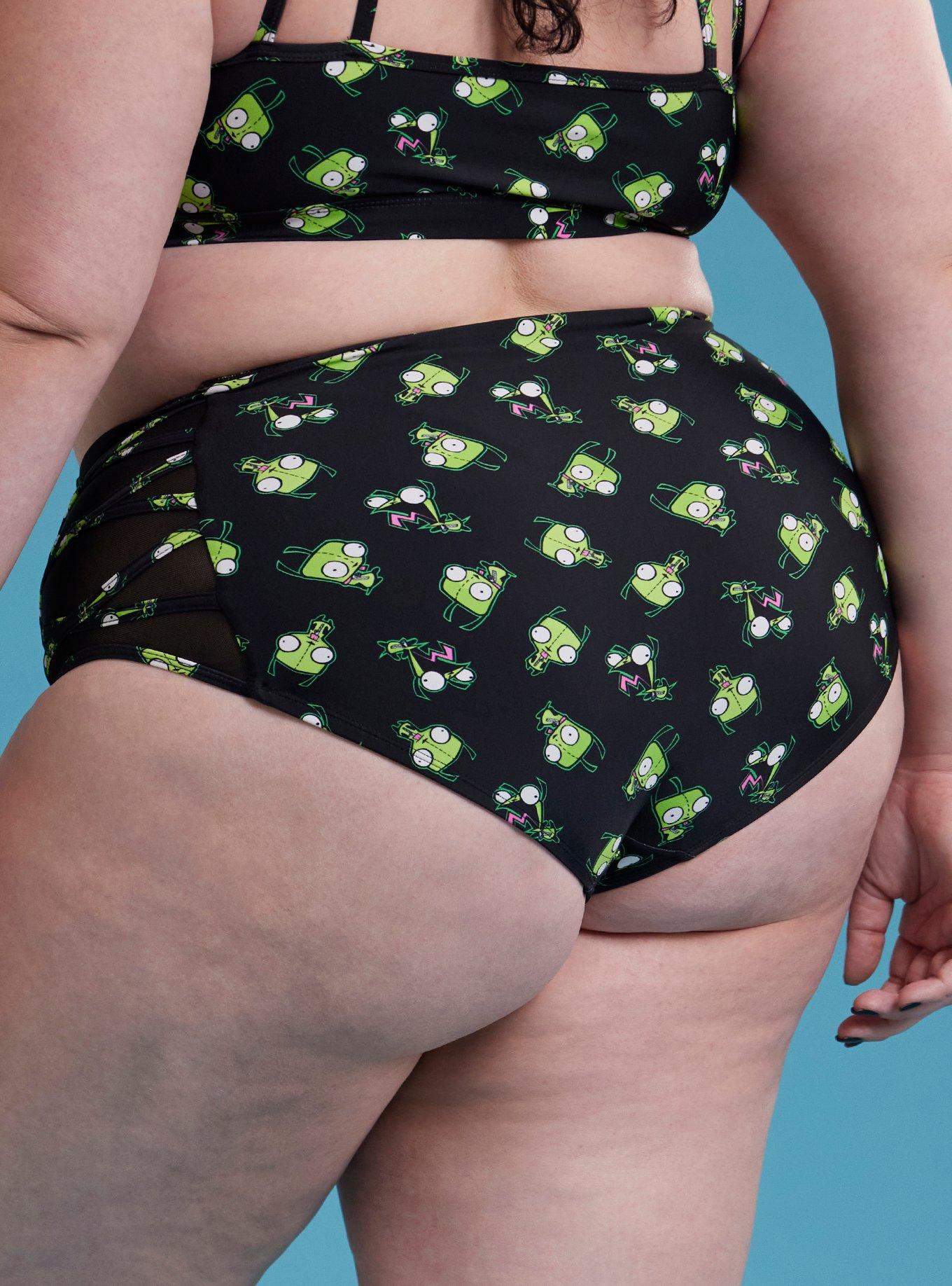 Invader Zim GIR Poses Mesh High-Waisted Swim Bottoms Plus Size, MULTI, alternate